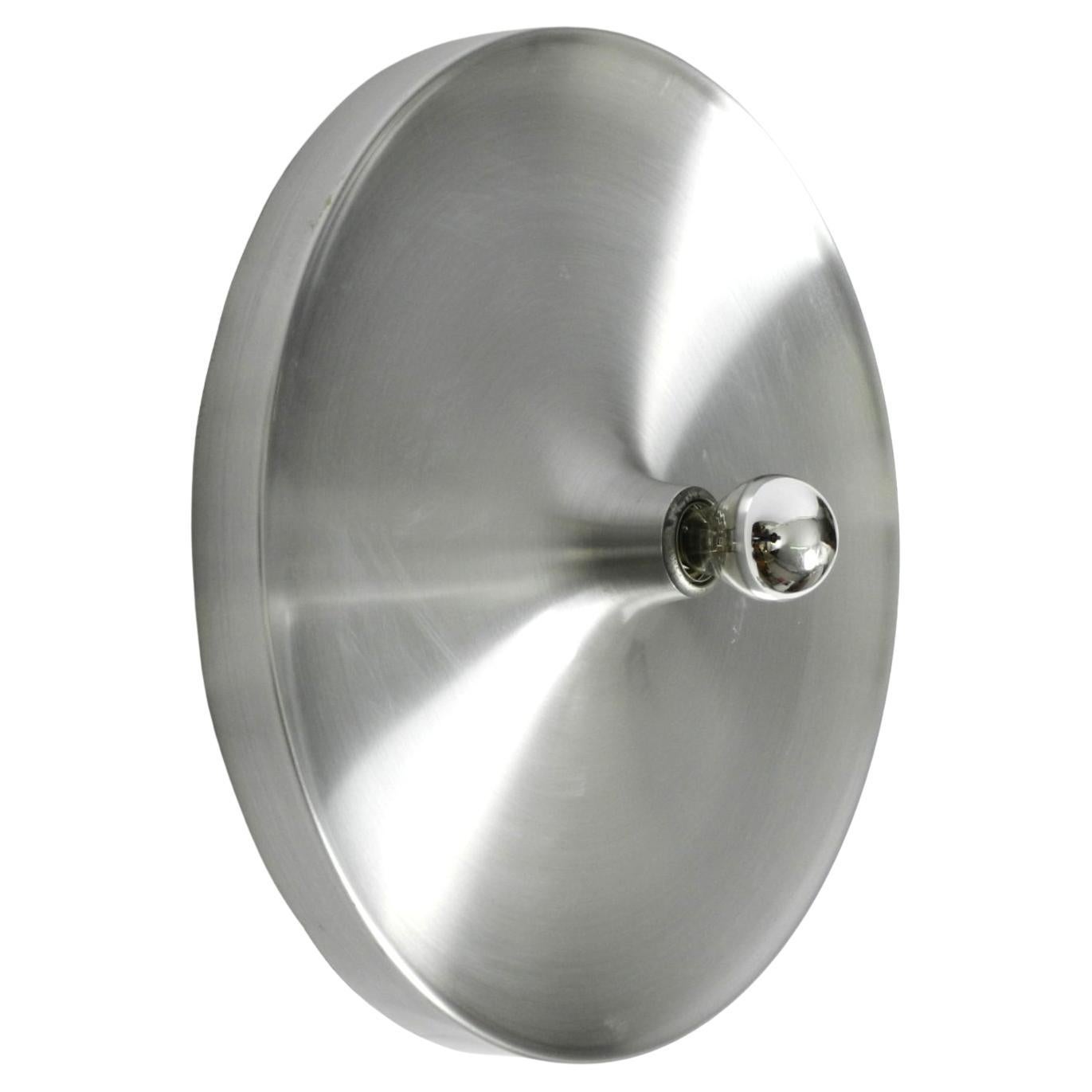 Large round original 60s Space Age aluminum ceiling or wall lamp by Honsel