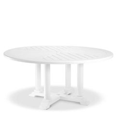 Large Round Outdoor Dining Table in White Aluminium and Stainless Steel