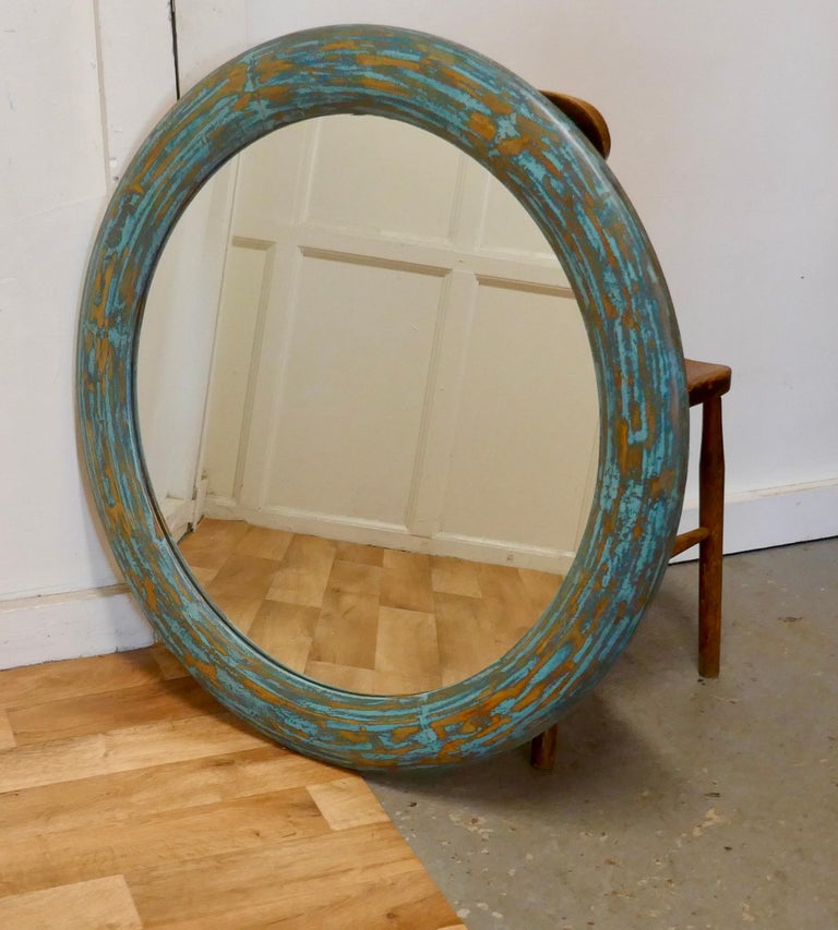 Large Round Painted Wall Mirror For Sale at 1stDibs