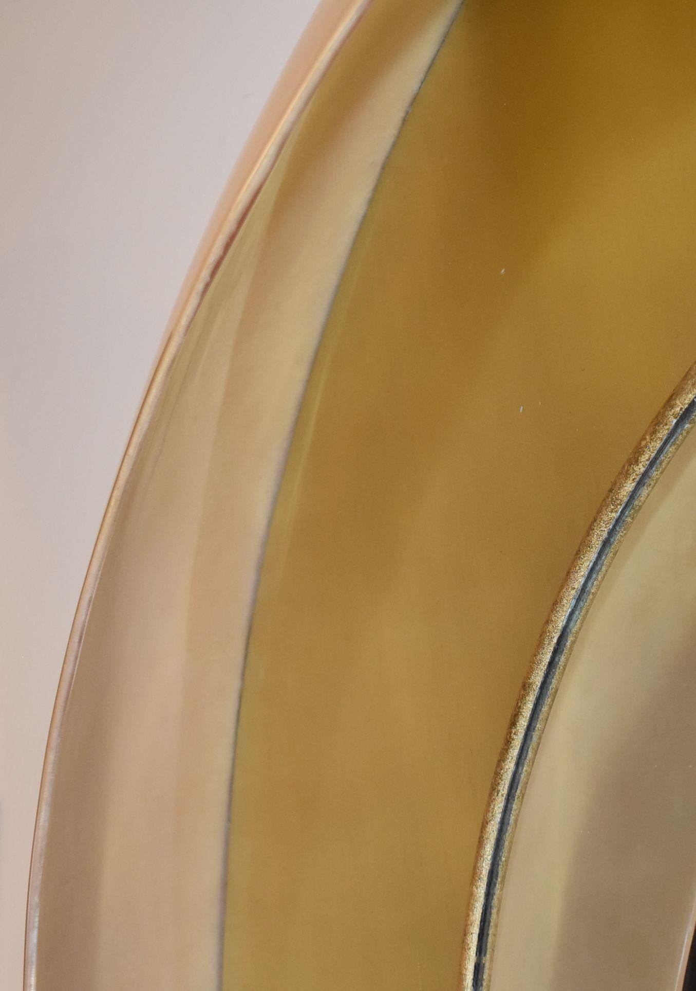 20th Century Large Round Parchment Convex Mirror