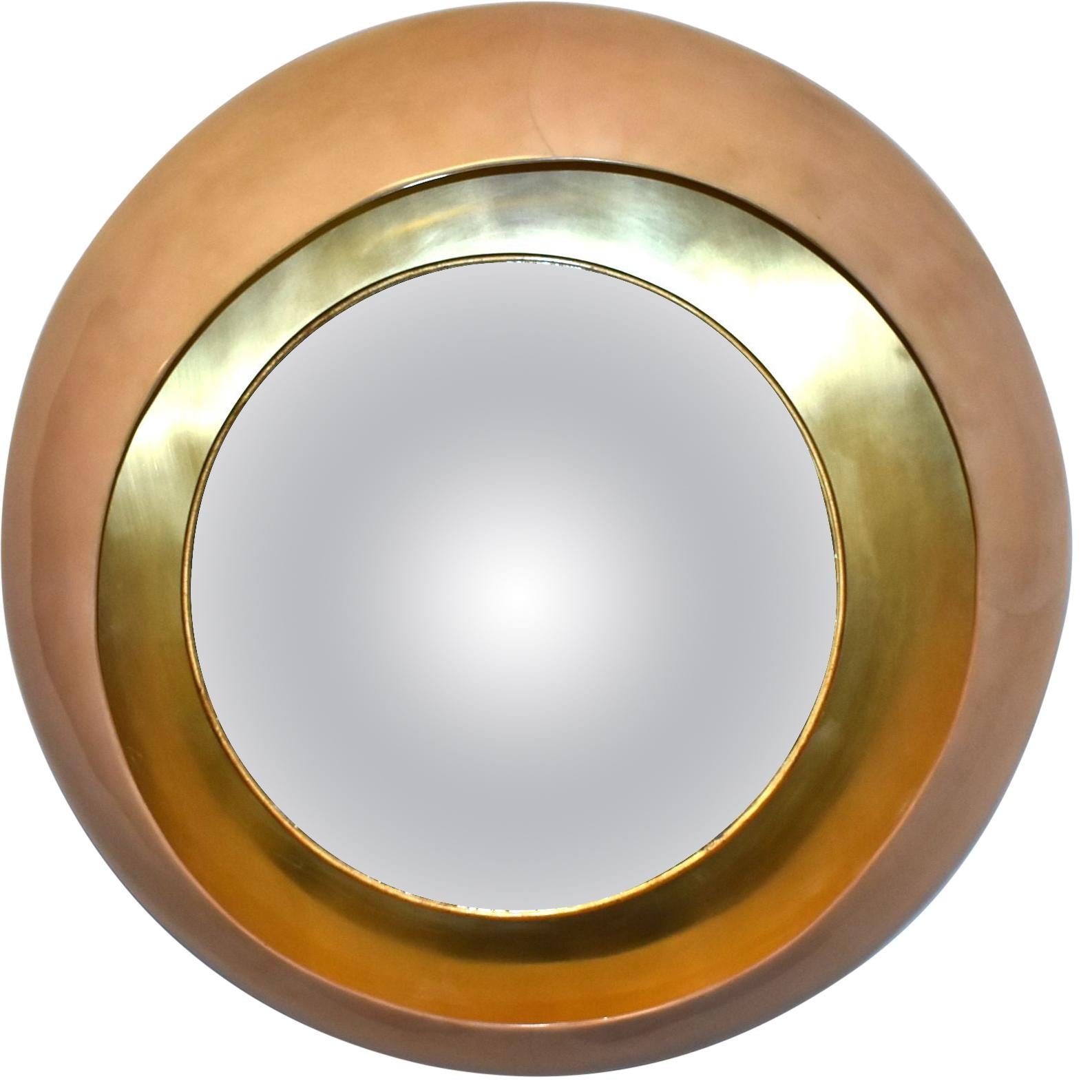 Large Round Parchment Convex Mirror