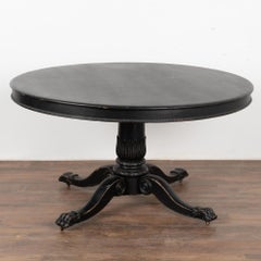 Large Round Pedestal Black Table, Sweden circa 1880