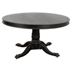 Antique Large Round Pedestal Black Table, Sweden circa 1880