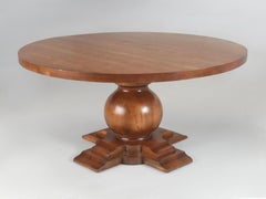 Large Round Pedestal Cherrywood Dining Table Comfortably Seats (8) 60" Diameter