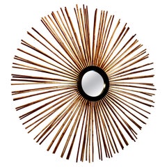 Used Large Round Pencil Bamboo Mirror by Palecek