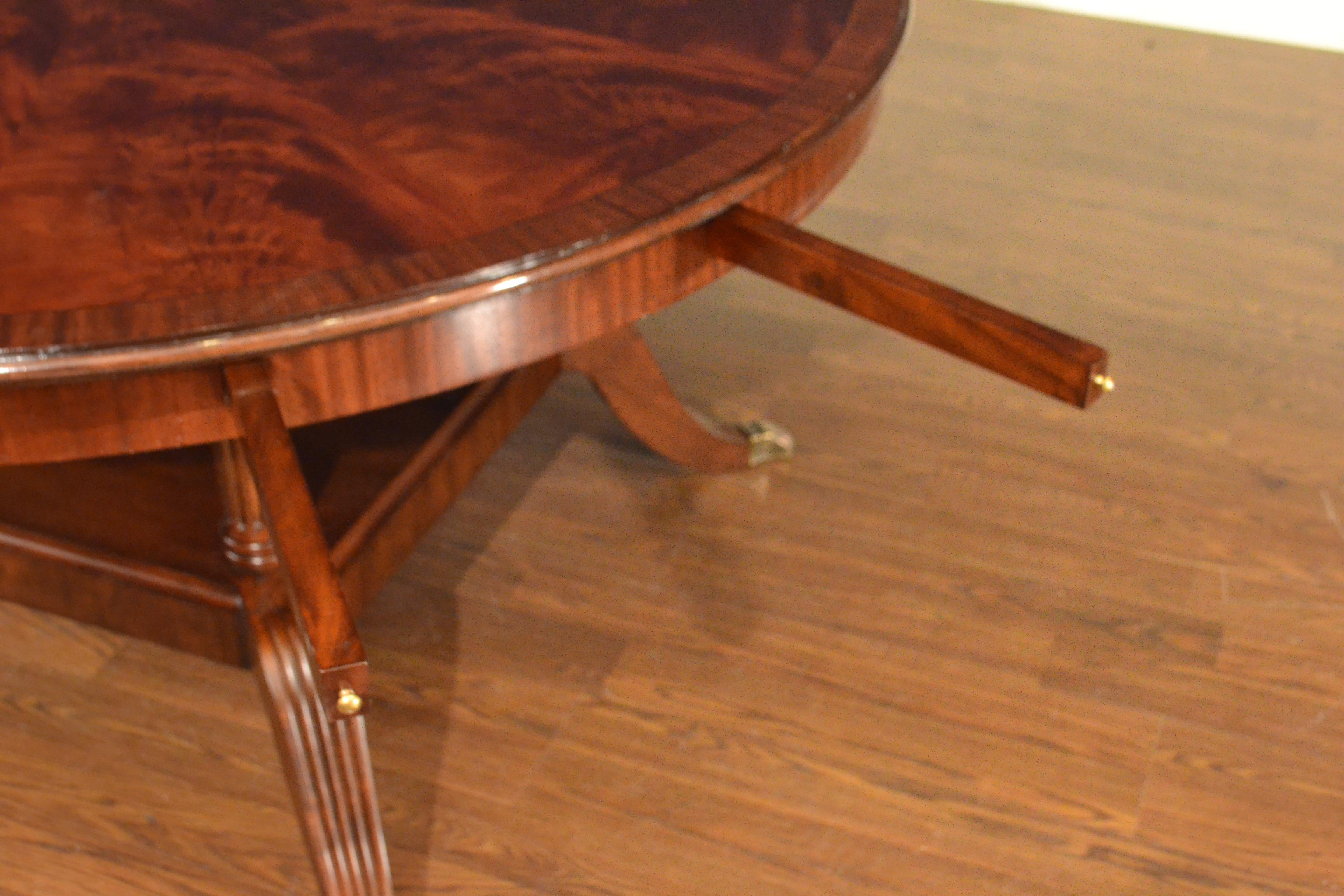 Large Round Perimeter Leaf Mahogany Georgian Style Dining Table by Leighton Hall For Sale 5