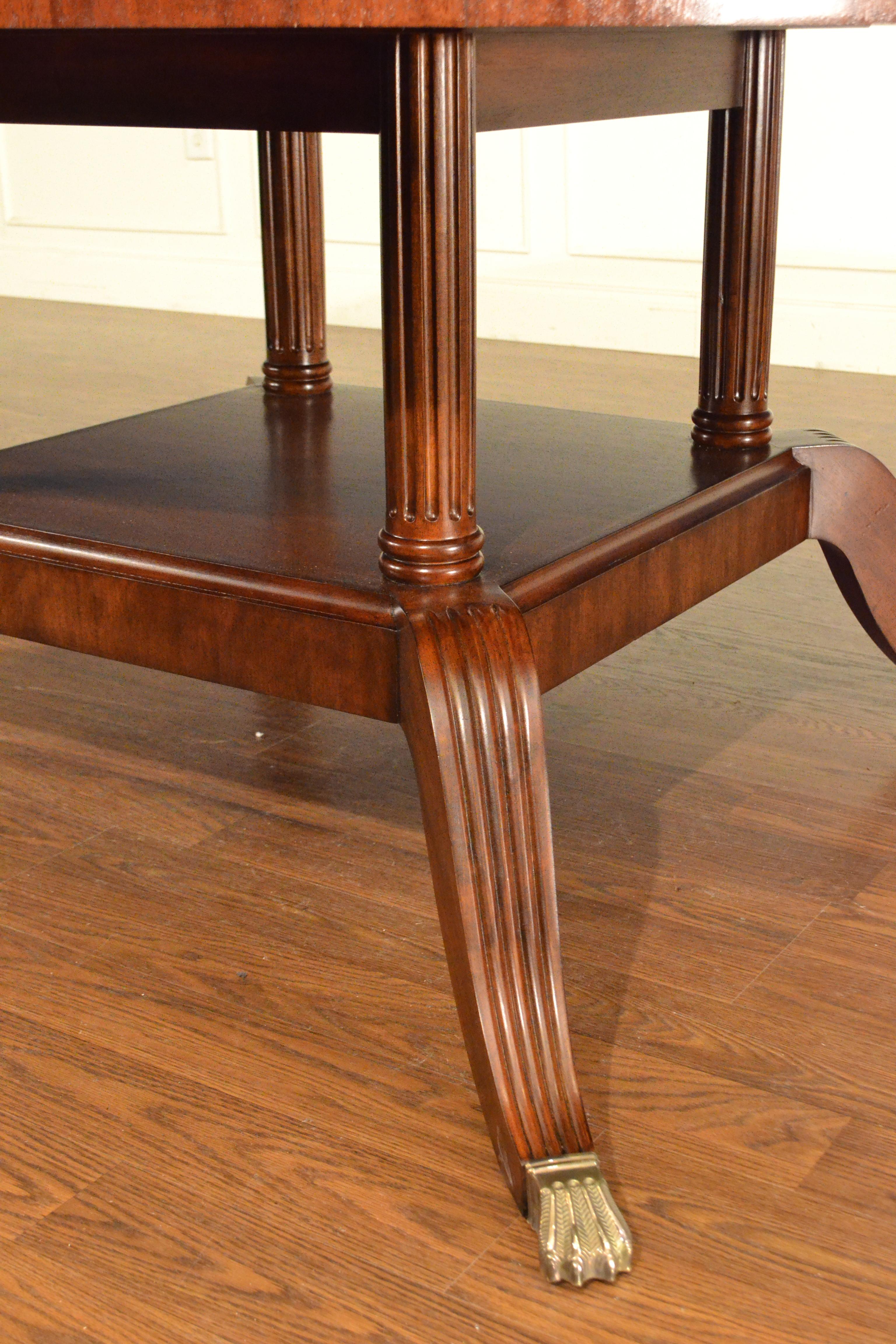 Large Round Perimeter Leaf Mahogany Georgian Style Dining Table by Leighton Hall For Sale 6