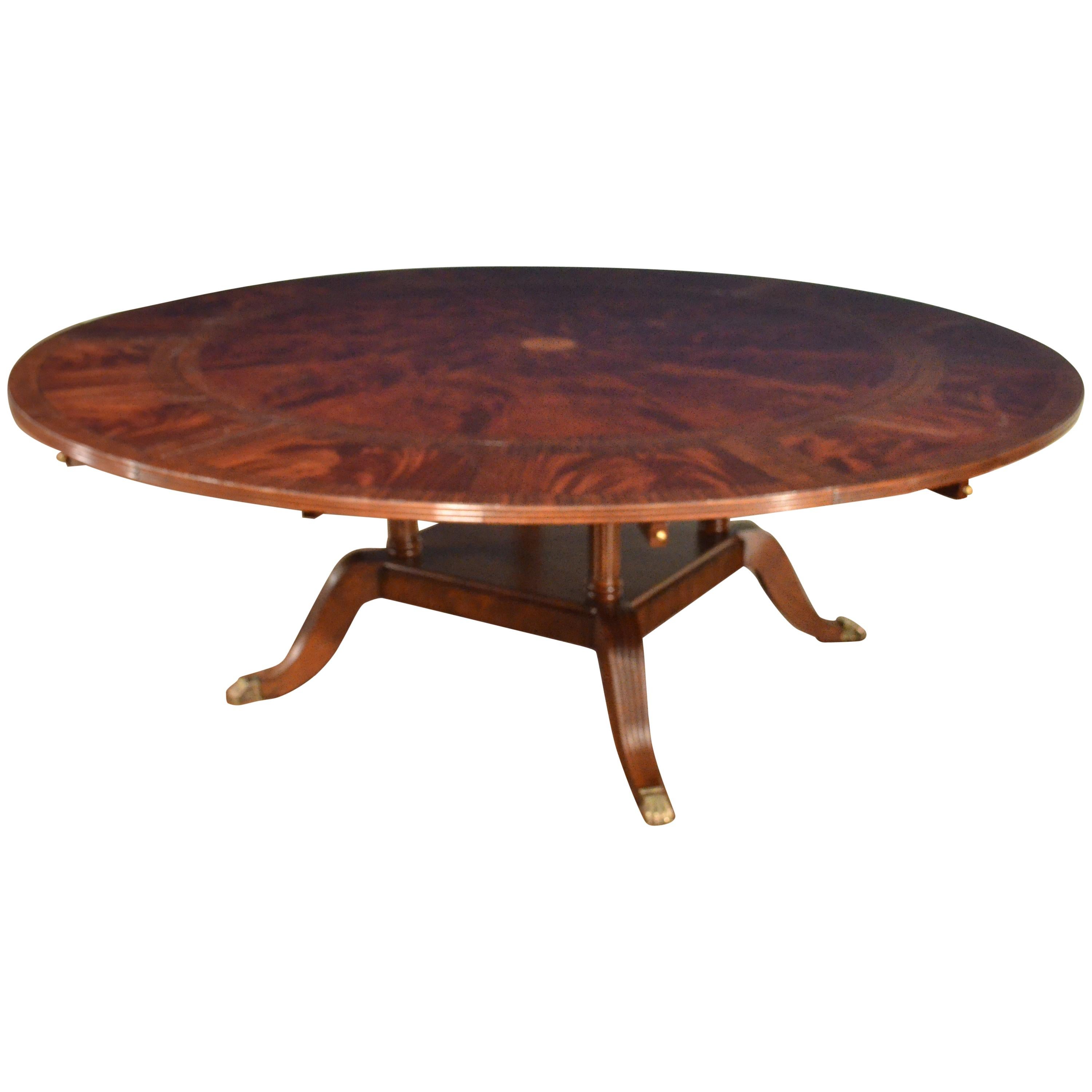 Large Round Perimeter Leaf Mahogany Georgian Style Dining Table by Leighton Hall