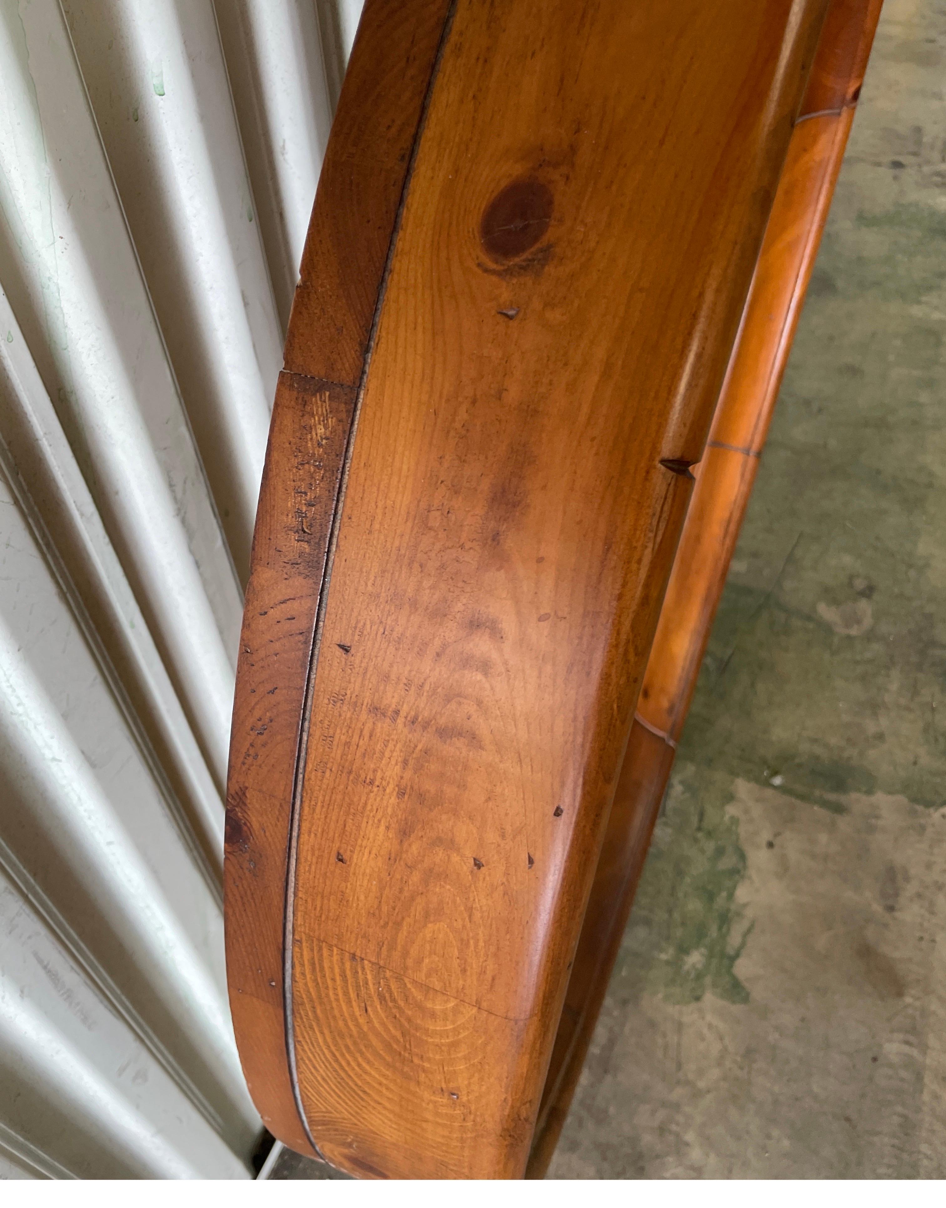 Large Round Pine Porthole Mirror In Good Condition In West Palm Beach, FL