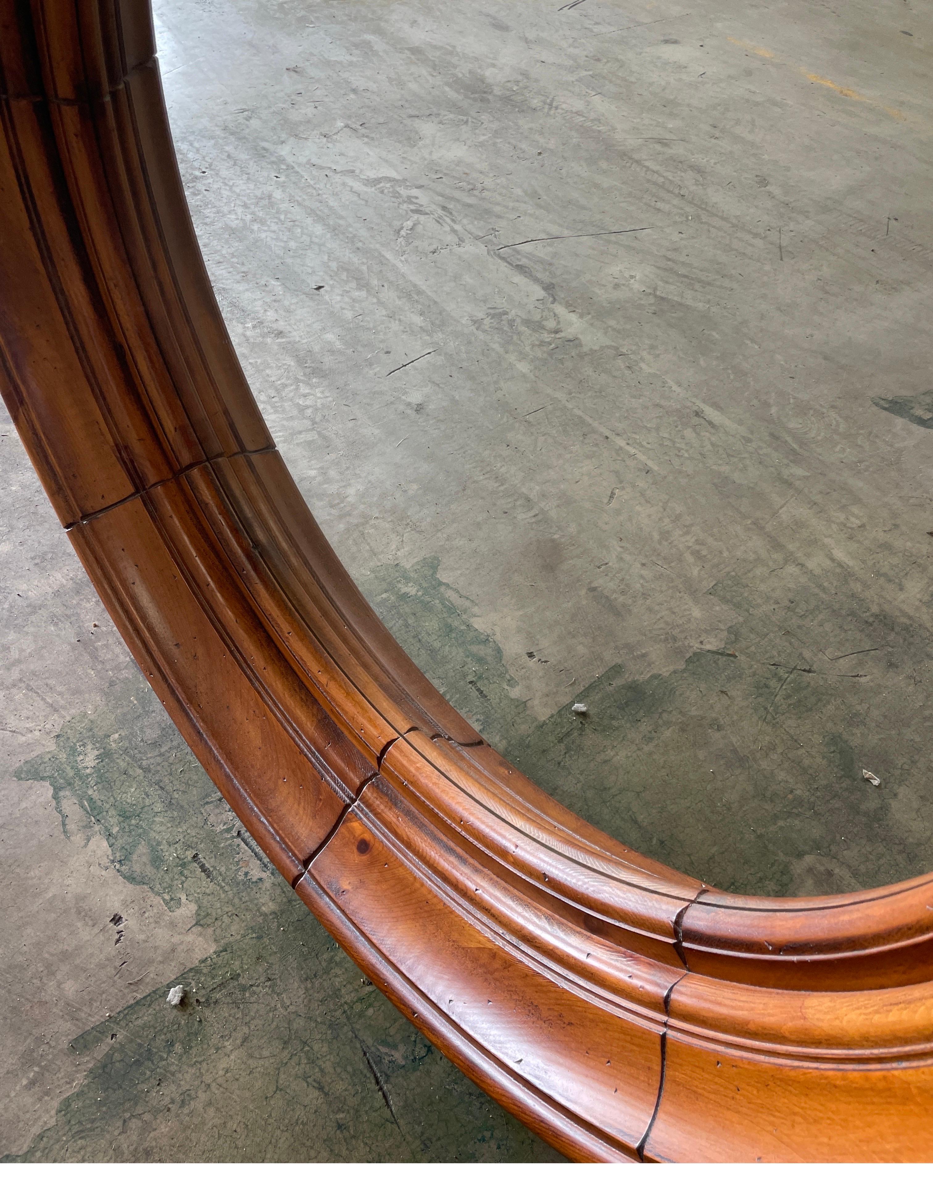 Large Round Pine Porthole Mirror 2
