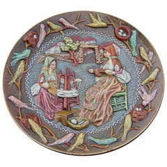 Piatto rotondo grande in ceramica artistica Sardegna Paolo Loddo Dorgali Animali