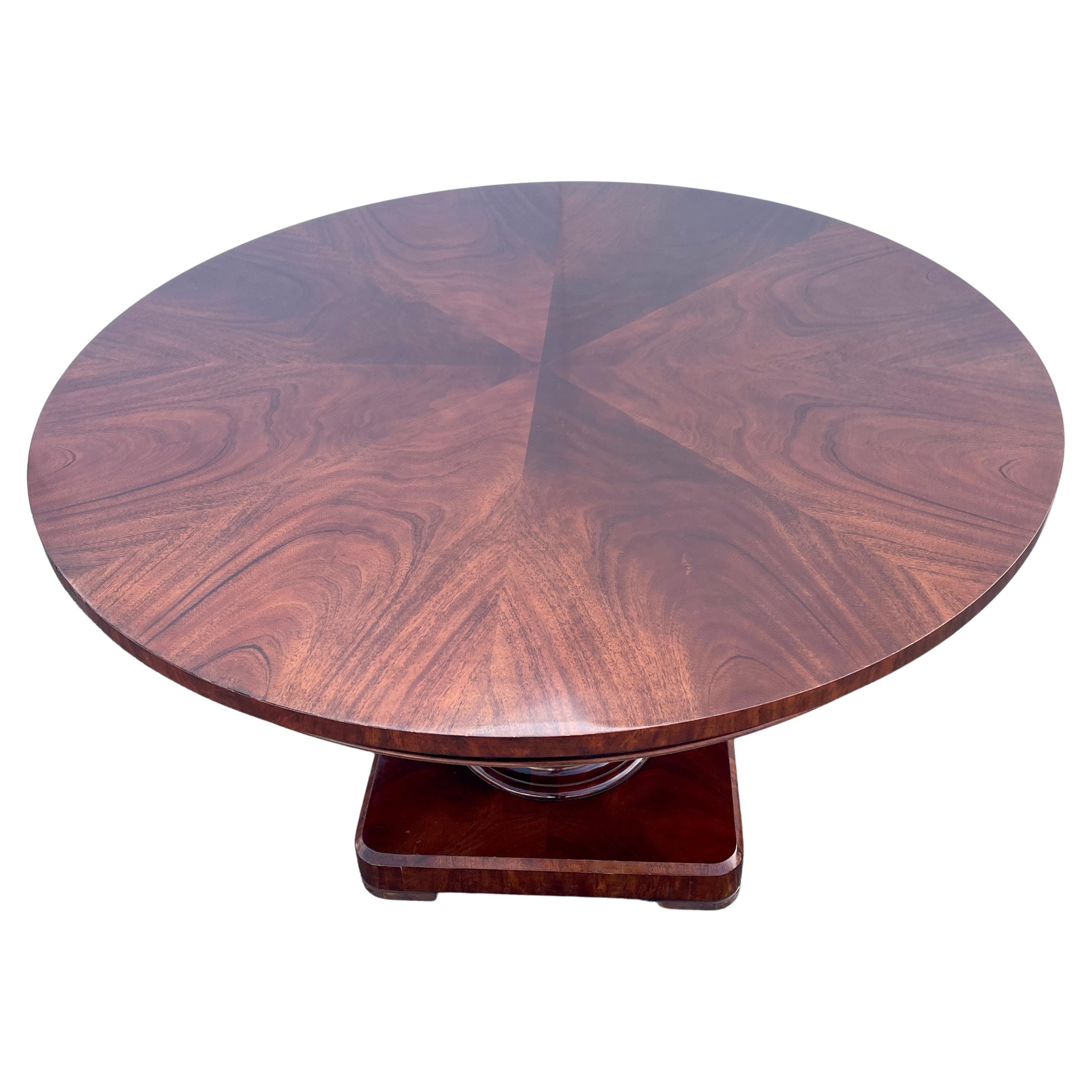 Hollywood Regency Large Round Ralph Lauren Benchmade Mahogany Center Table