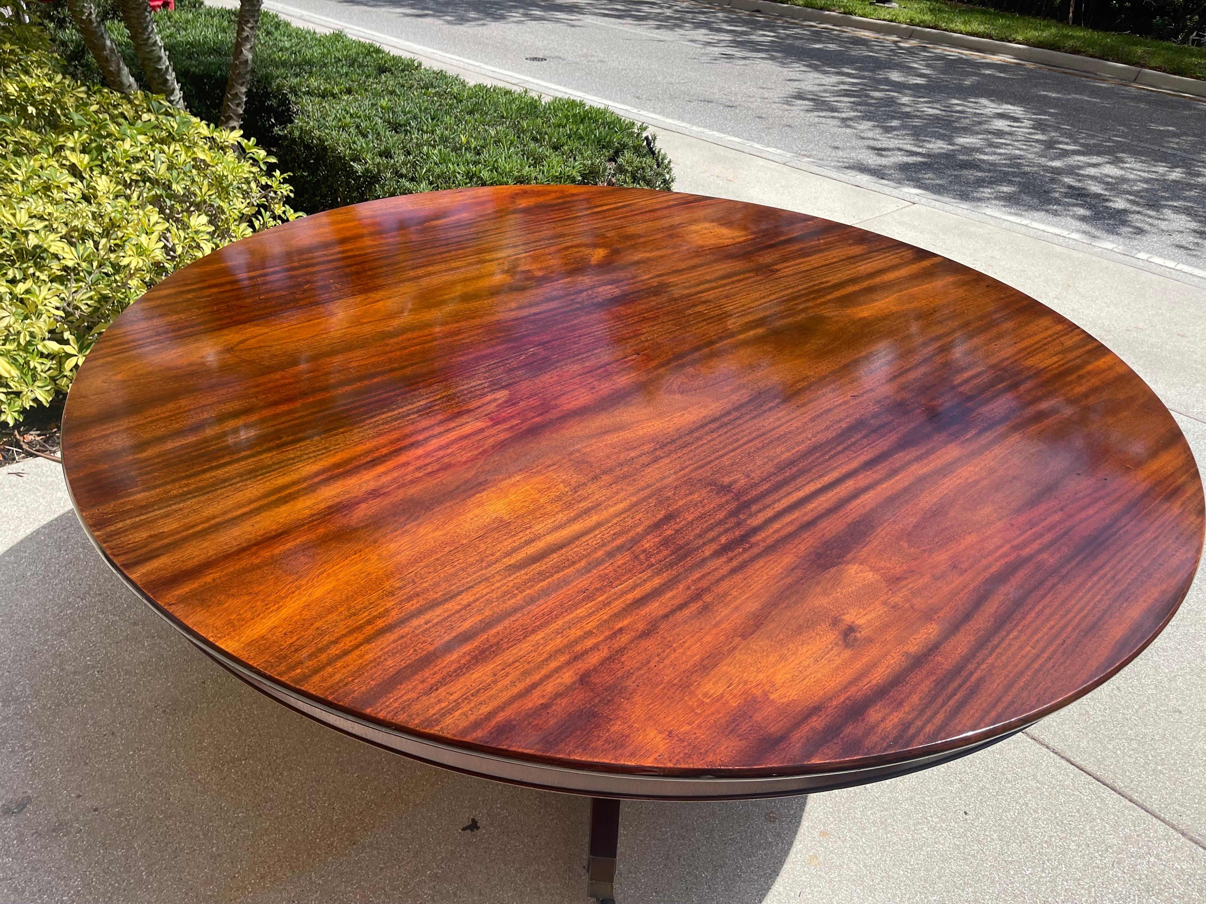 American Large Round Mahogany Regency Dining Table