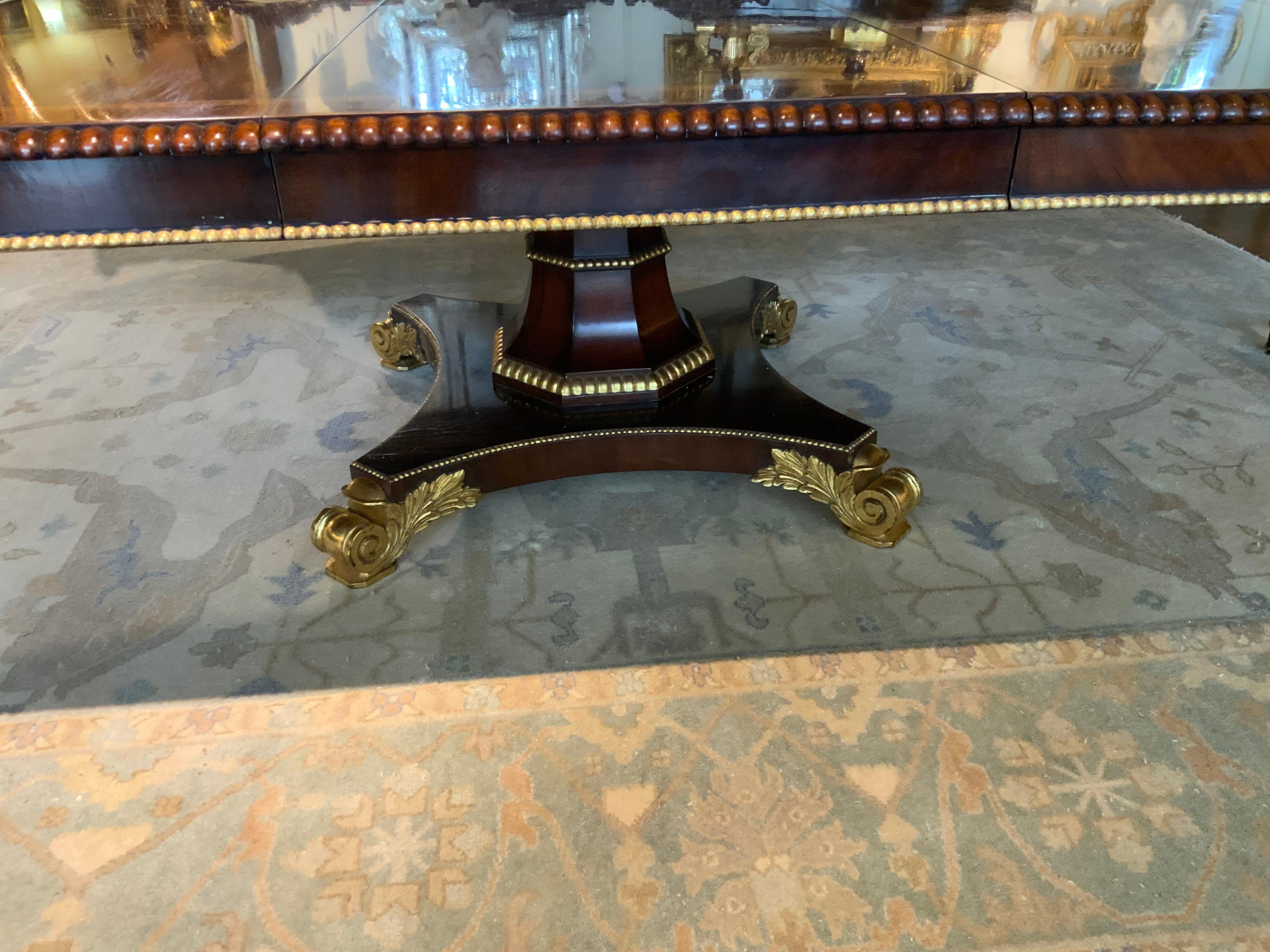 Large  round regency style dining table converts to long oval For Sale 3