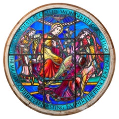 Large Round Religious Stained Glass Scottish Church Window