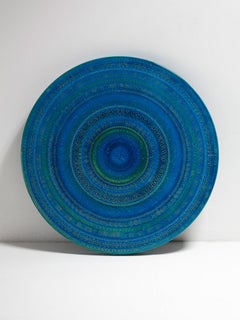 Large Round "Rimini Blu" Wall Plate by Aldo Londi for Bitossi, Italy, 1970s