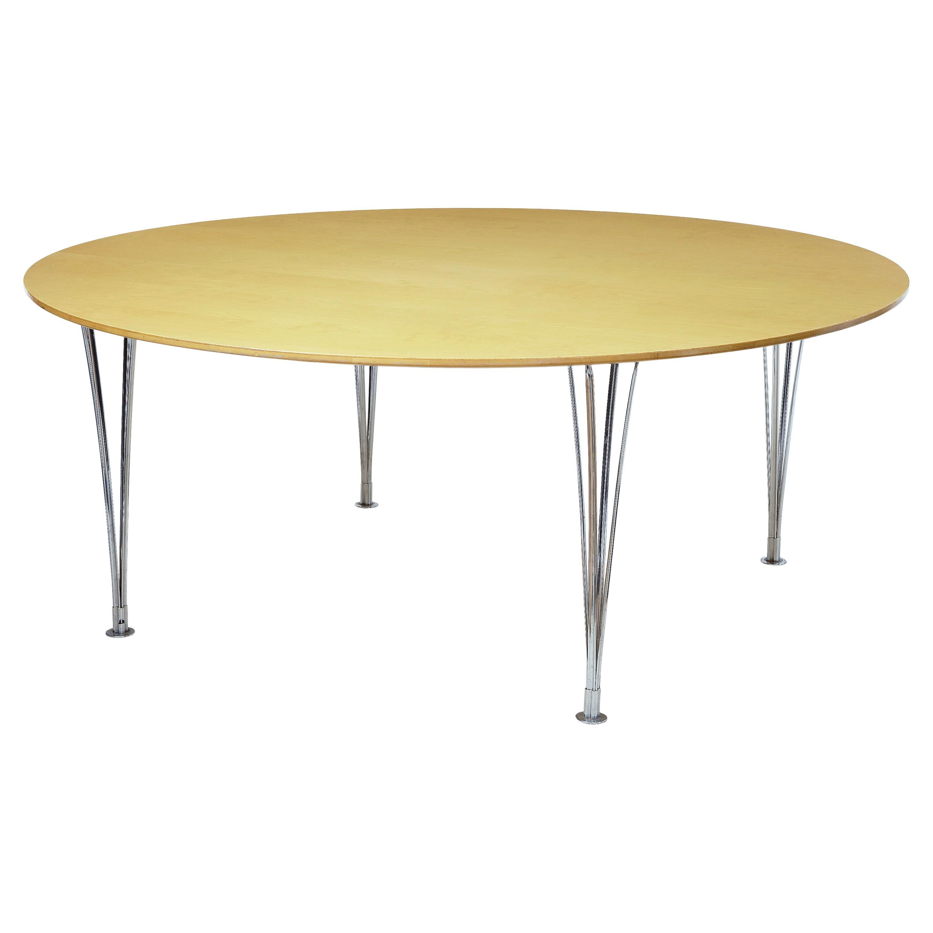 Large Round Scandinavian Bruno Mathsson Birch Dining Table