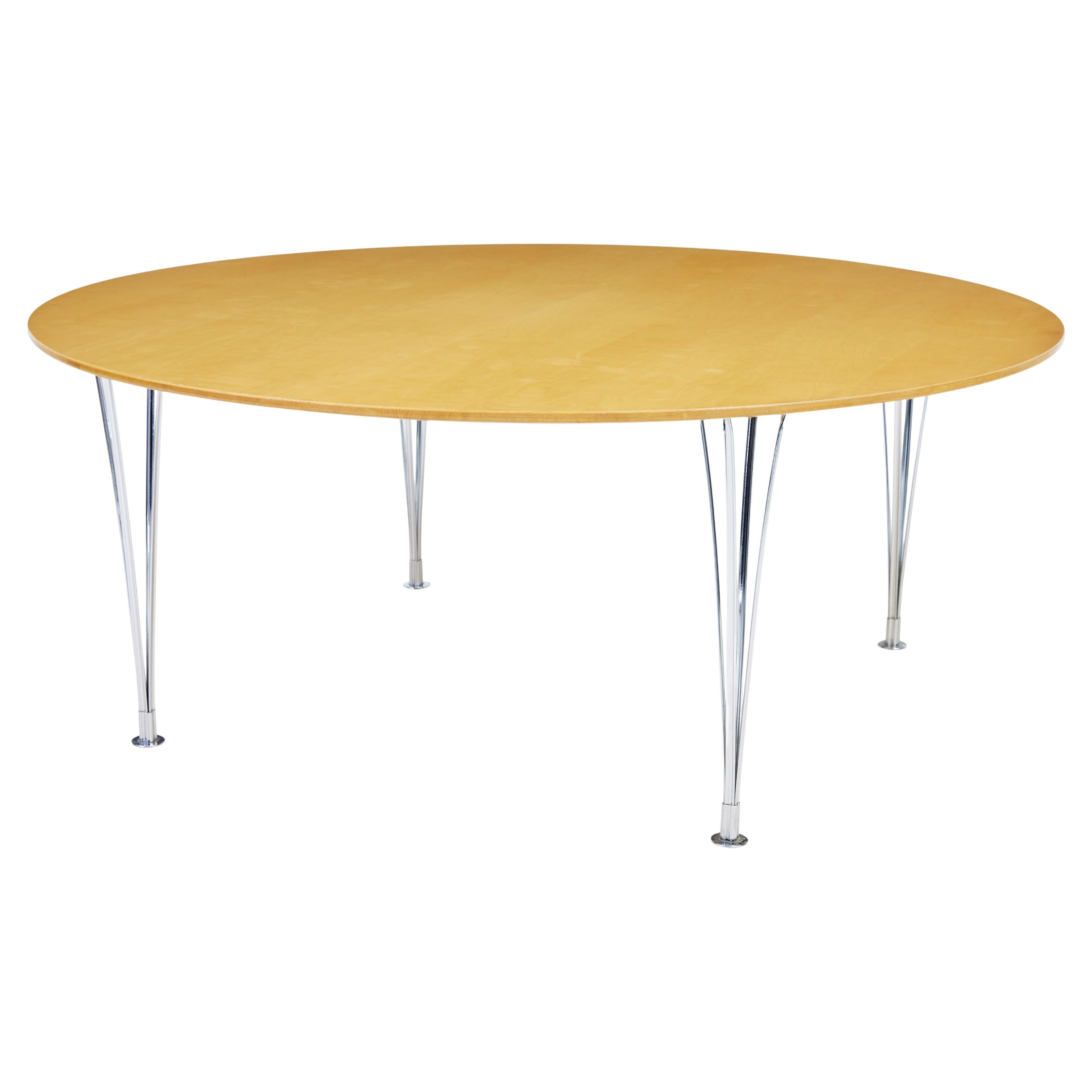 Large round Scandinavian Bruno Mathsson birch dining table For Sale