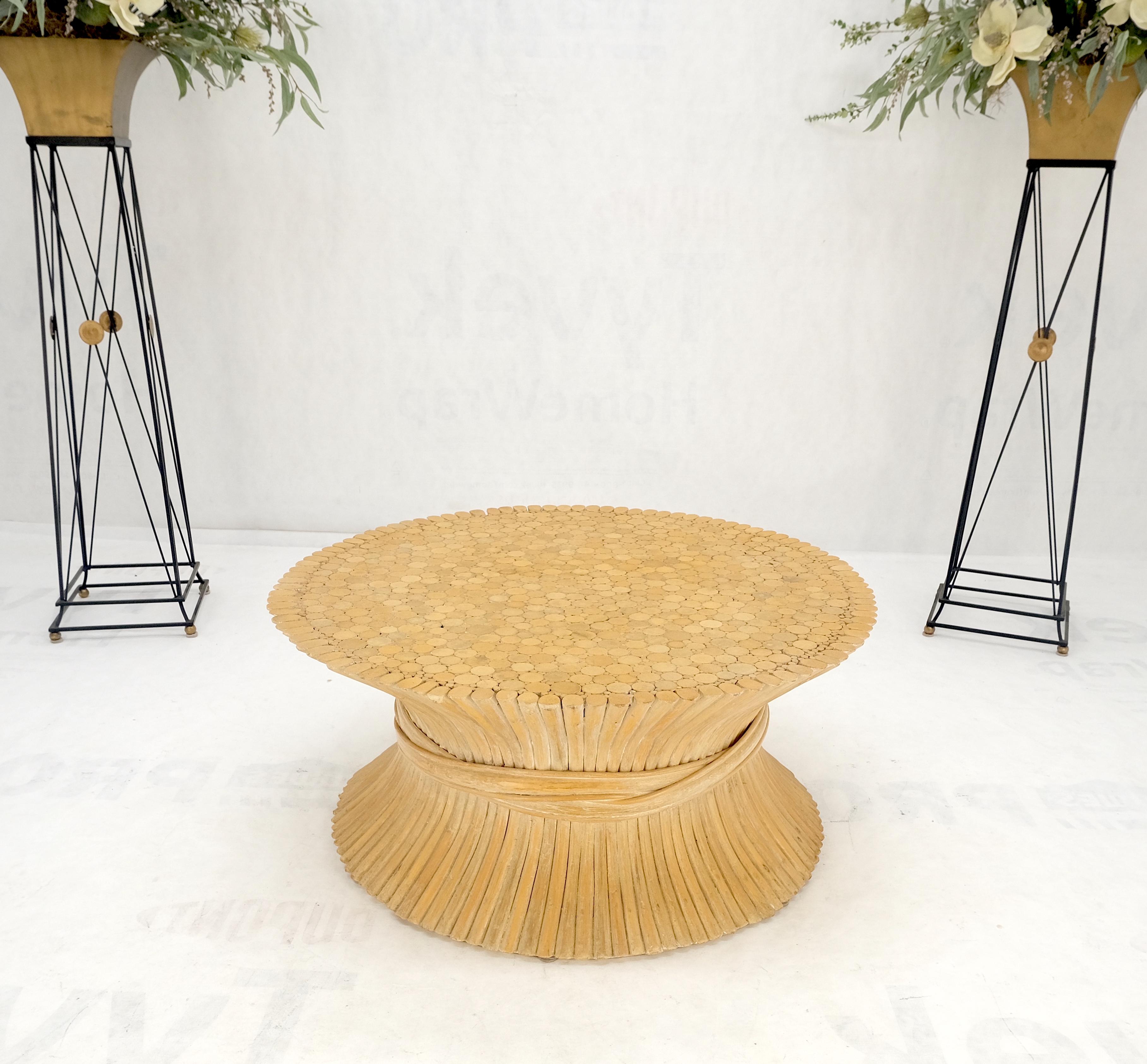 American Large Round Sheath of Bamboo Round Coffee Table Mid Century Modern McGuire MINT! For Sale