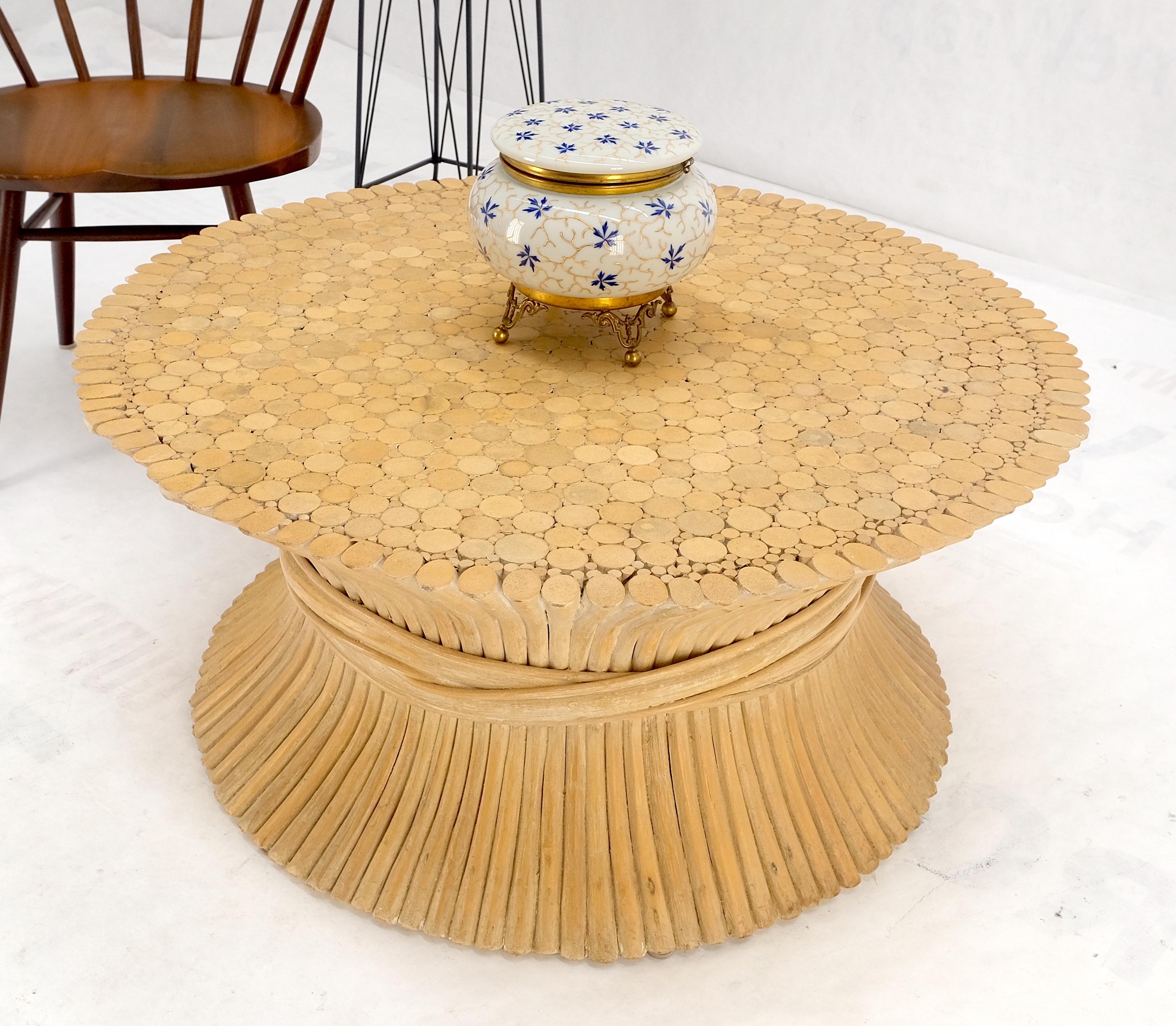 20th Century Large Round Sheath of Bamboo Round Coffee Table Mid Century Modern McGuire MINT! For Sale
