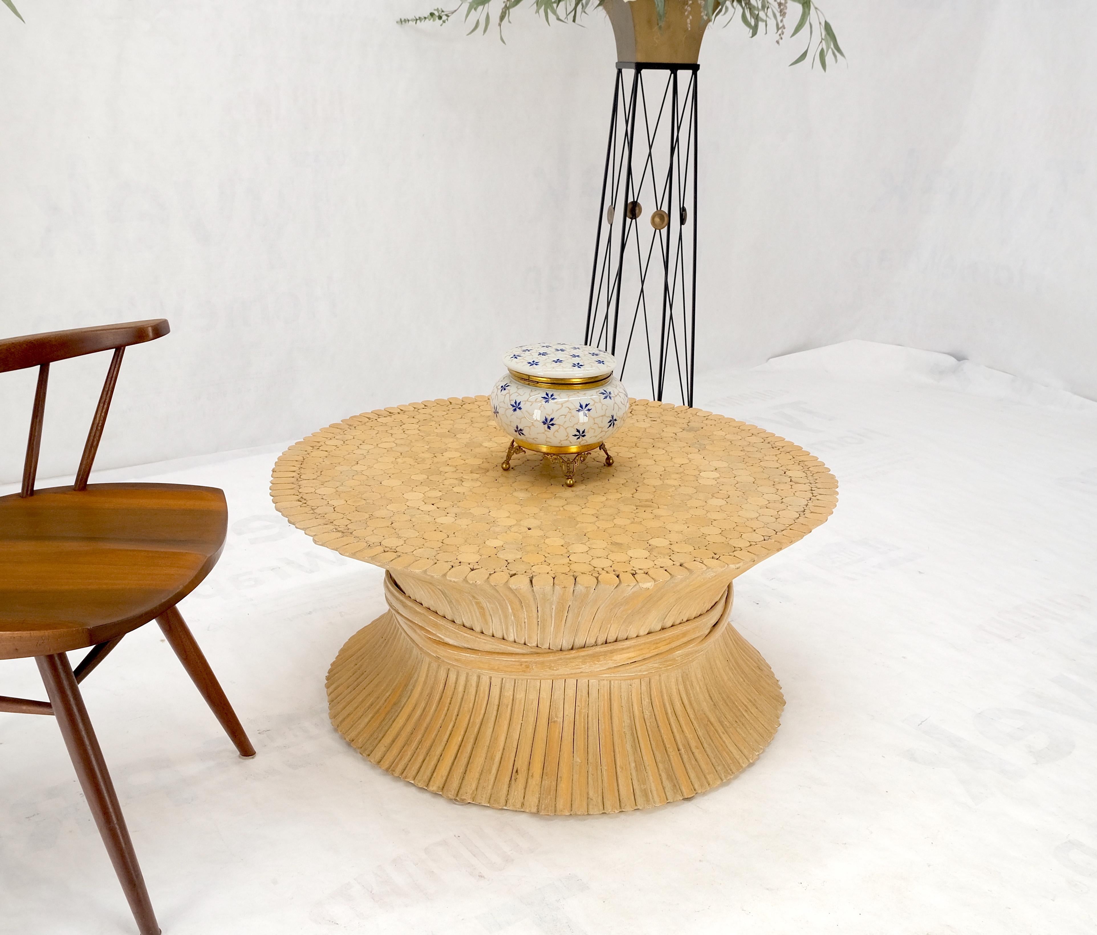 Large Round Sheath of Bamboo Round Coffee Table Mid Century Modern McGuire MINT! For Sale 3