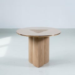 Large Round Side Table in Oak and Bronze by Tinatin Kilaberidze