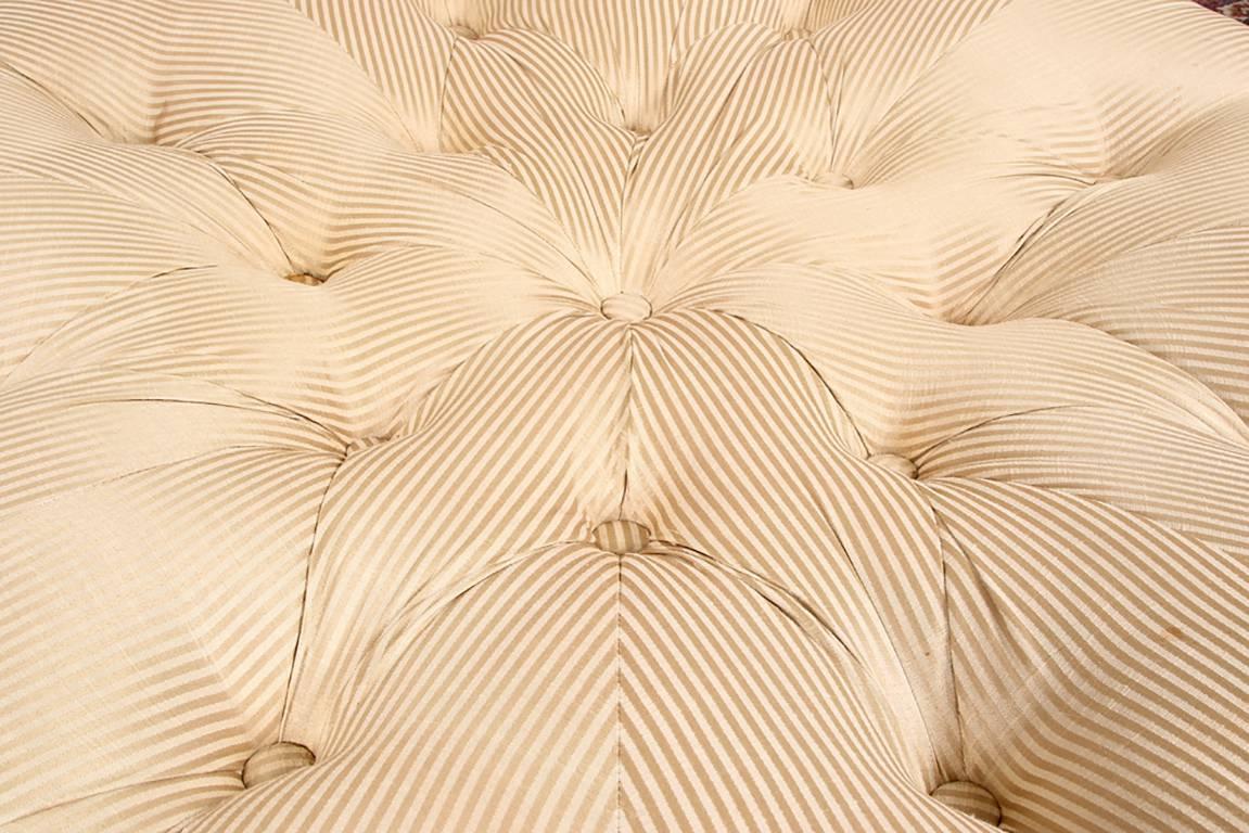Hollywood Regency Large Round Silk Upholstered Pouf