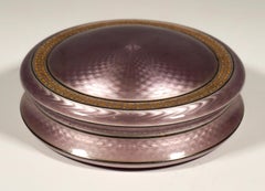 Large Round Silver Gilded Guilloche-Enamel Box by David Anderson, Norway