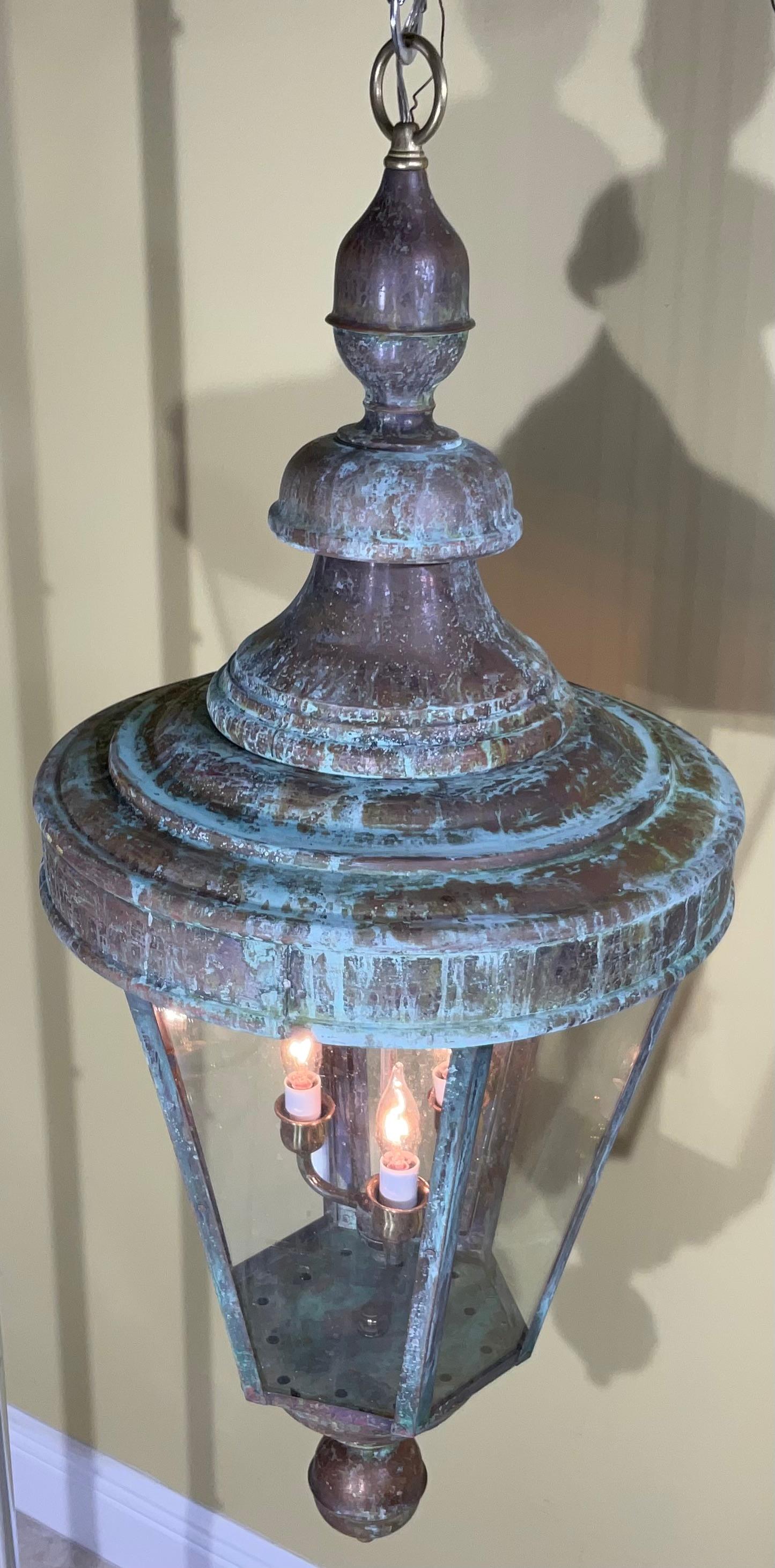 Large  Round Six Sides Hanging Copper Lantern 1