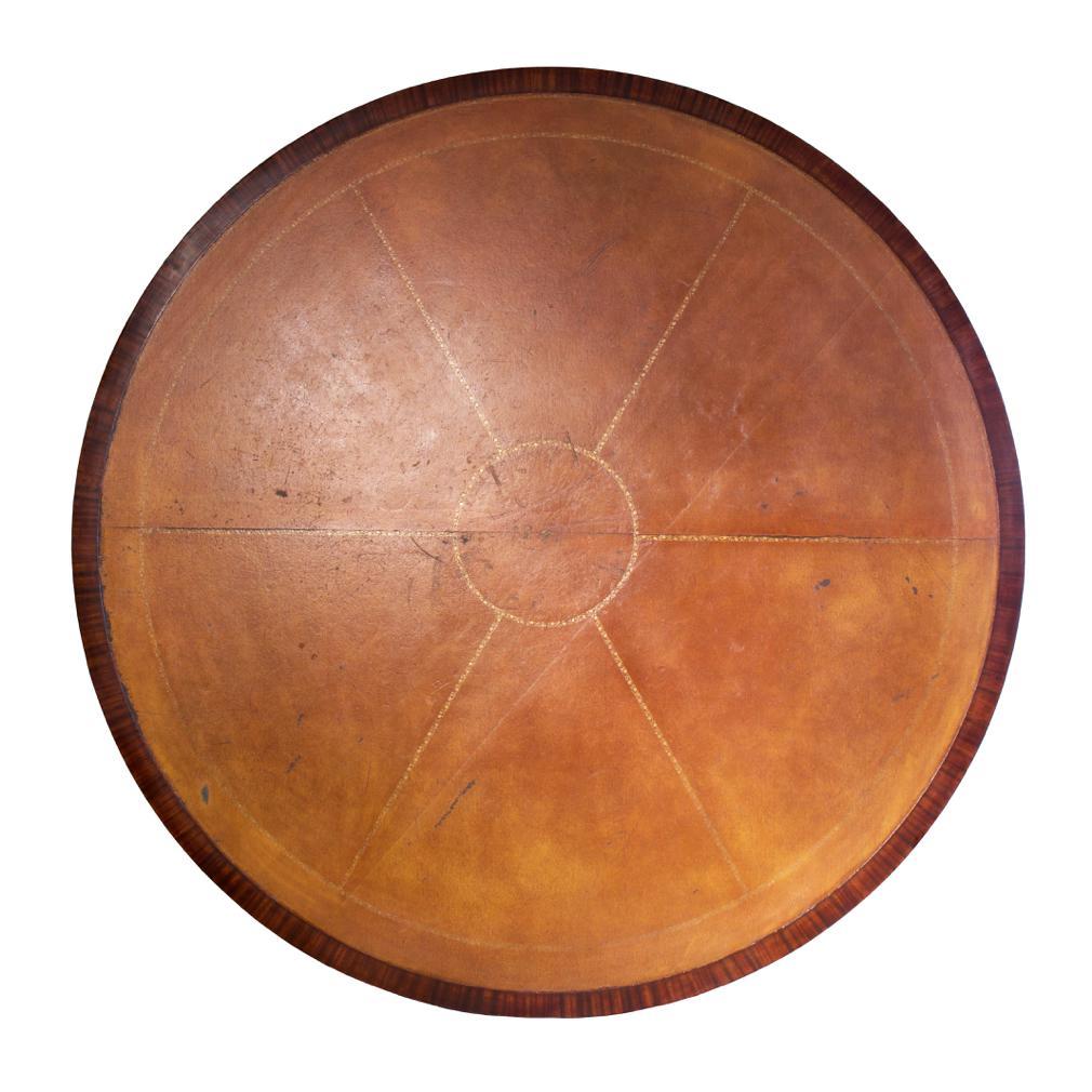 Large Round Spanish Mahogany Dining Table Attributed to Valenti, Barcelona For Sale 4