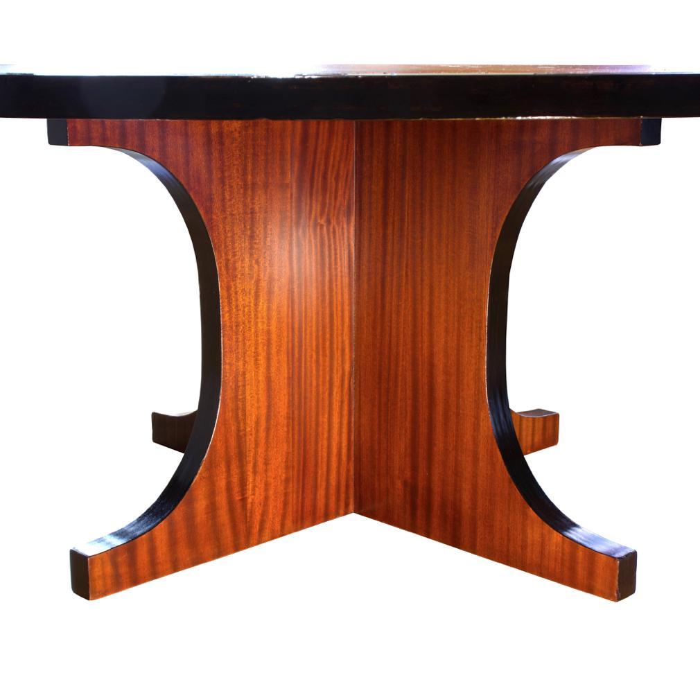Large Round Spanish Mahogany Dining Table Attributed to Valenti, Barcelona For Sale 1