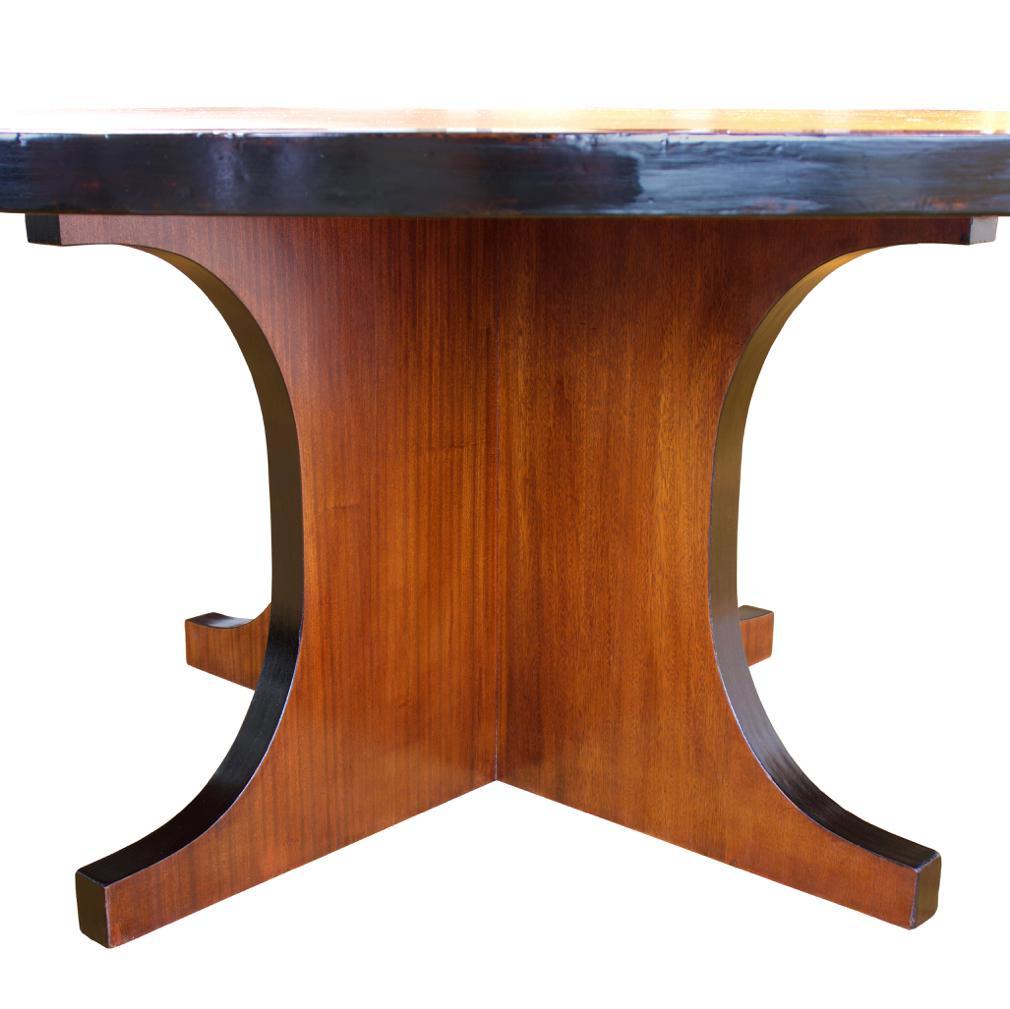 Large Round Spanish Mahogany Dining Table Attributed to Valenti, Barcelona For Sale 2