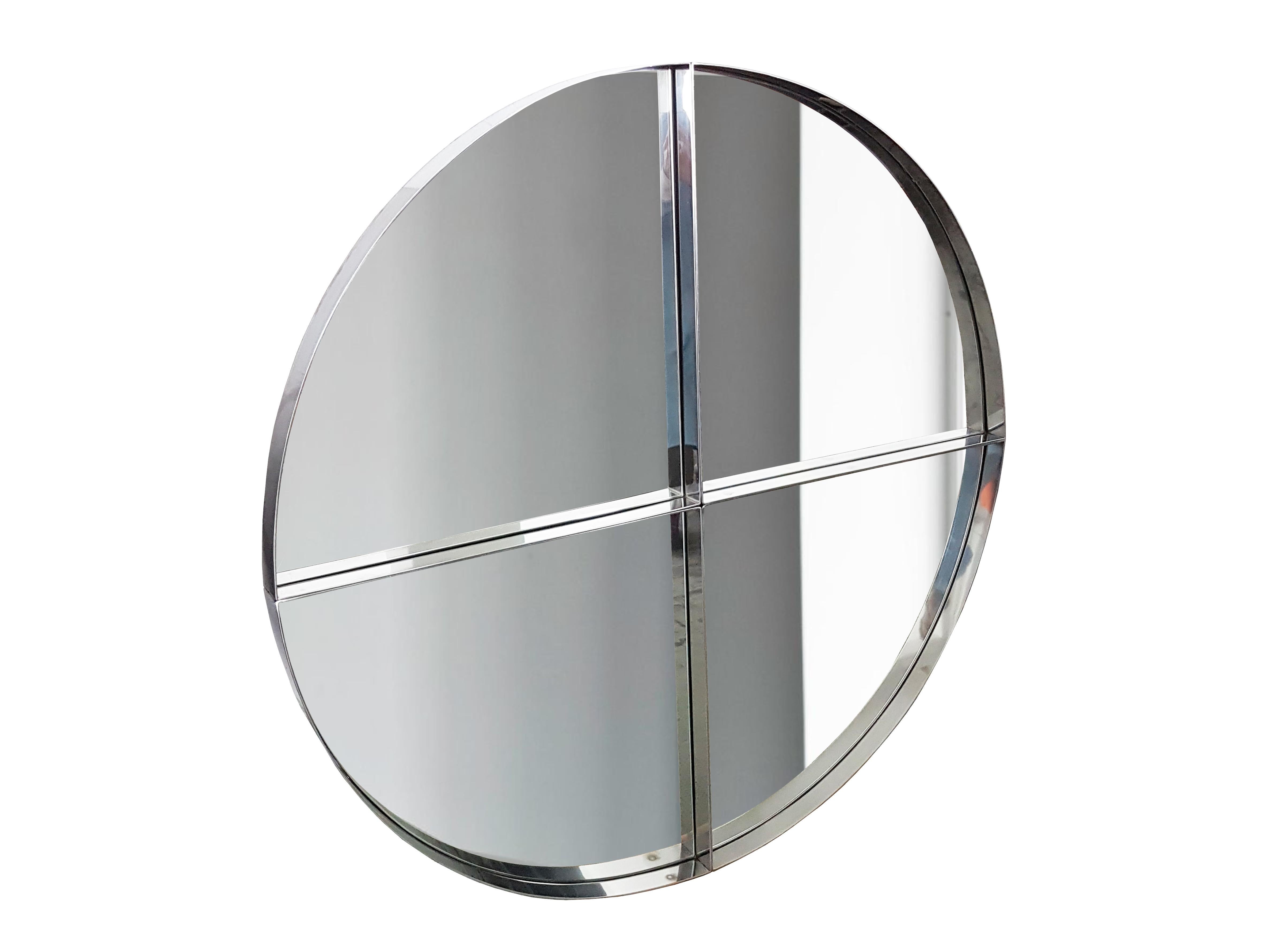 Large Round Steel Wall Mirror by Vittorio Introini for Saporiti Italia, 1970s For Sale 3