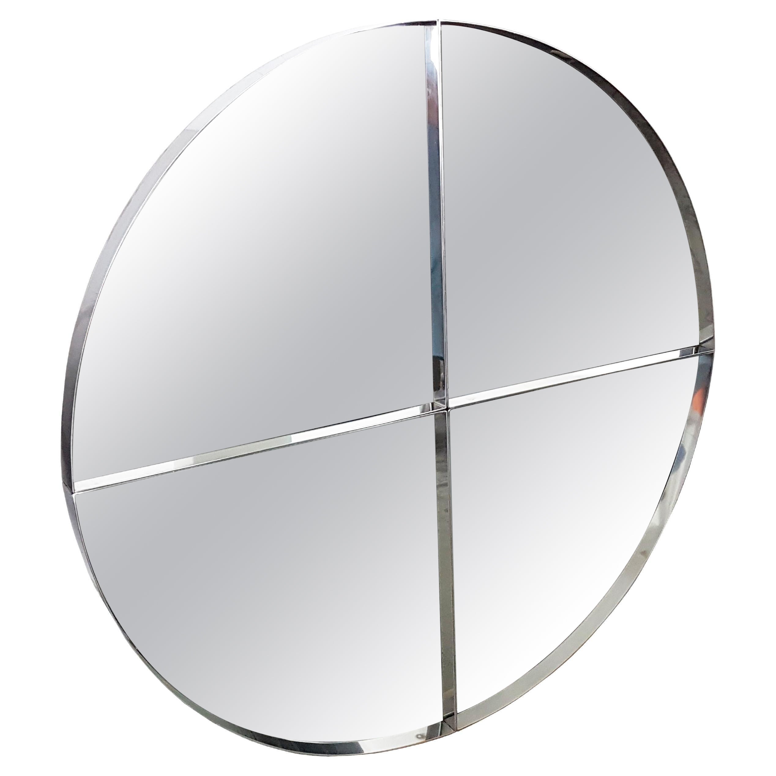Large Round Steel Wall Mirror by Vittorio Introini for Saporiti Italia, 1970s