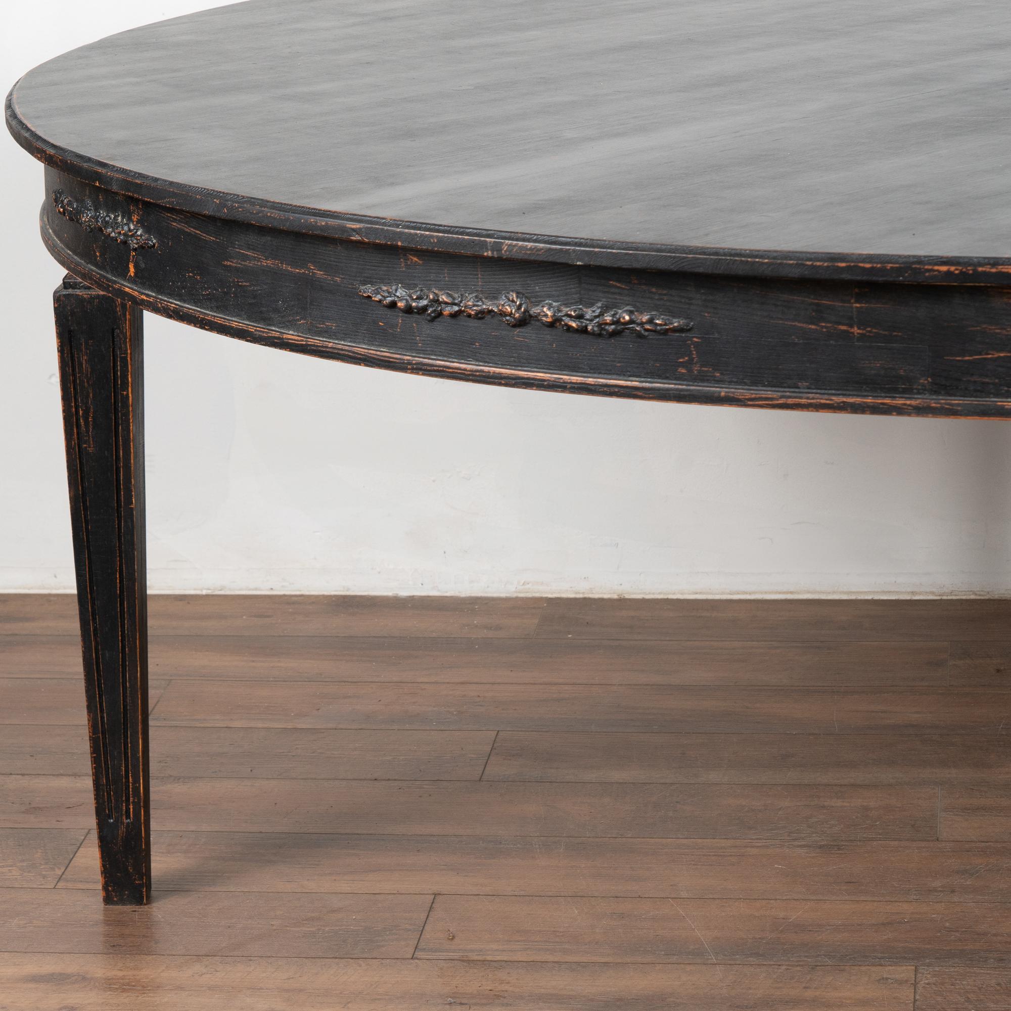 Large Round Swedish Black Dining Table, Reproduction For Sale 4