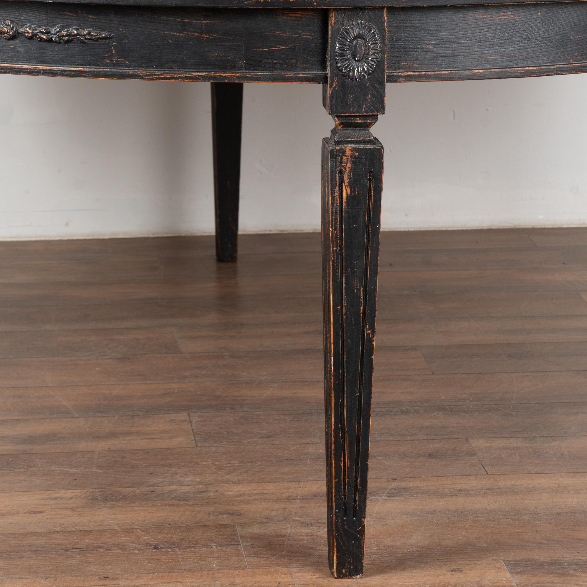 Large Round Swedish Black Dining Table, Reproduction For Sale 5
