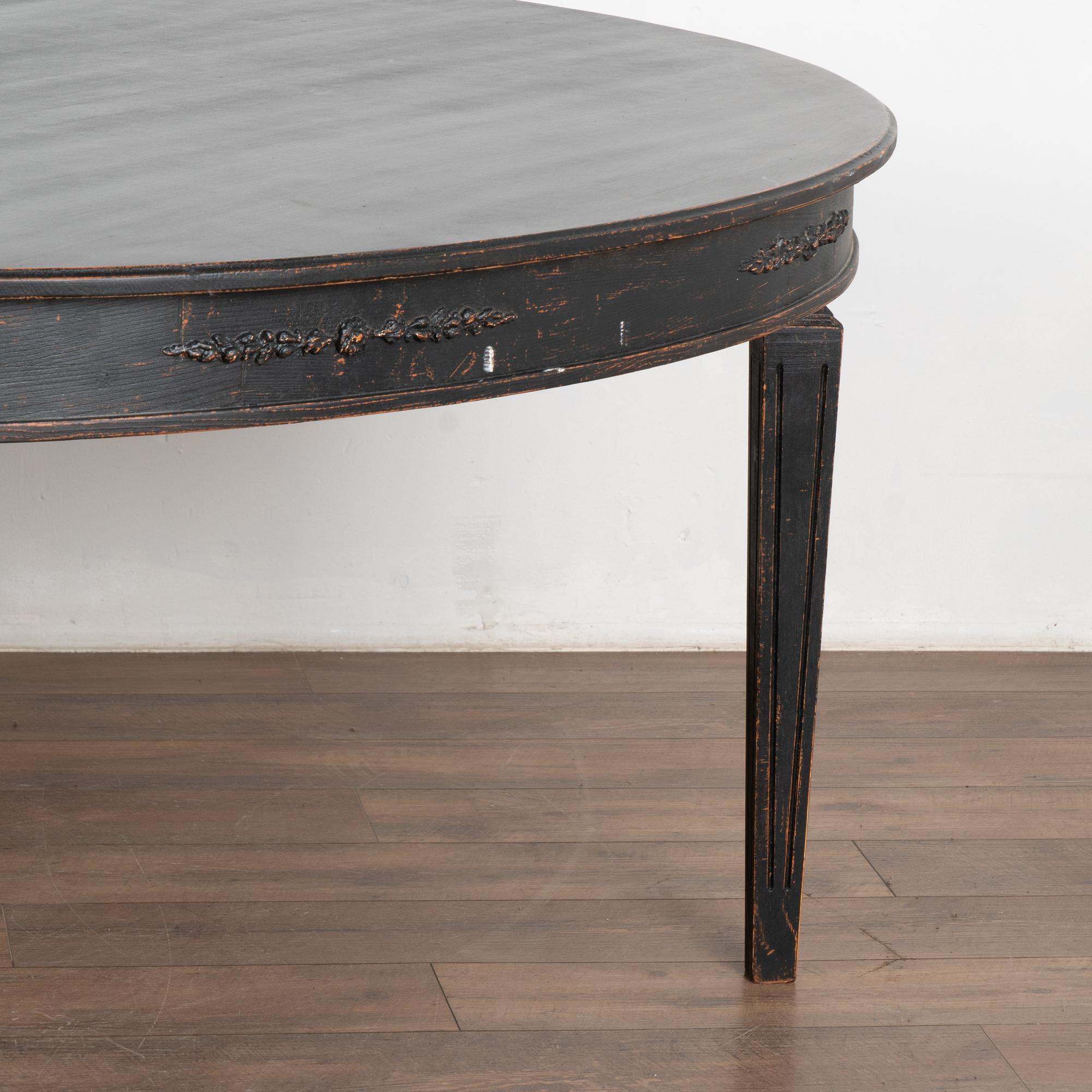 Large Round Swedish Black Dining Table, Reproduction For Sale 6