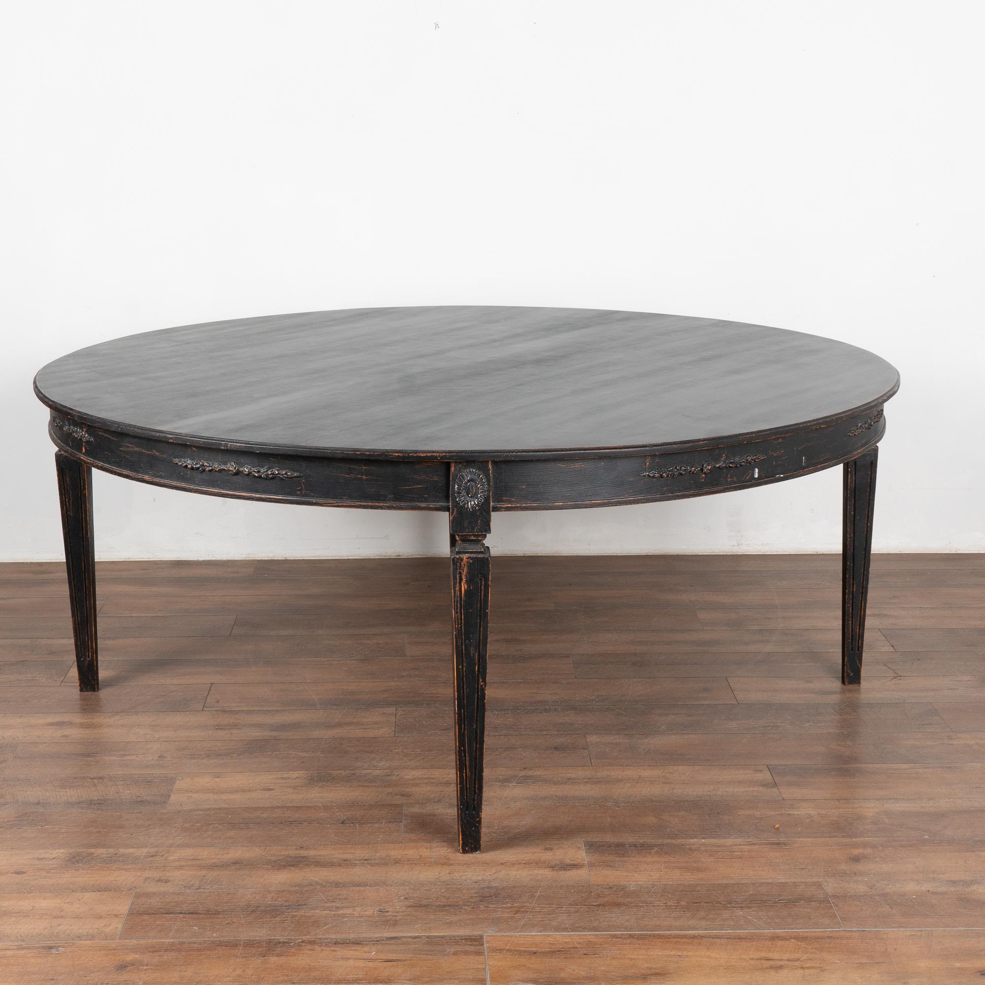 Large Round Swedish Black Dining Table, Reproduction For Sale 7