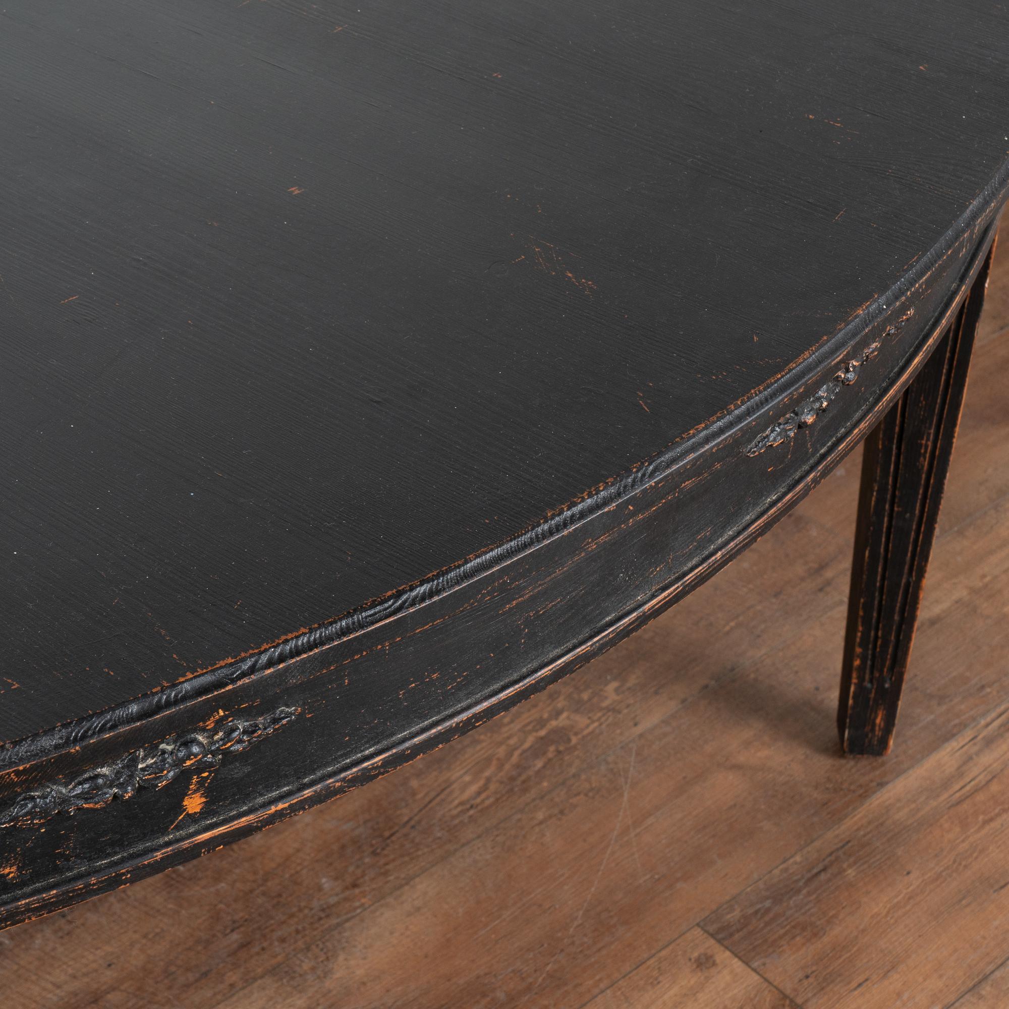 Large Round Swedish Black Dining Table, Reproduction In New Condition For Sale In Round Top, TX