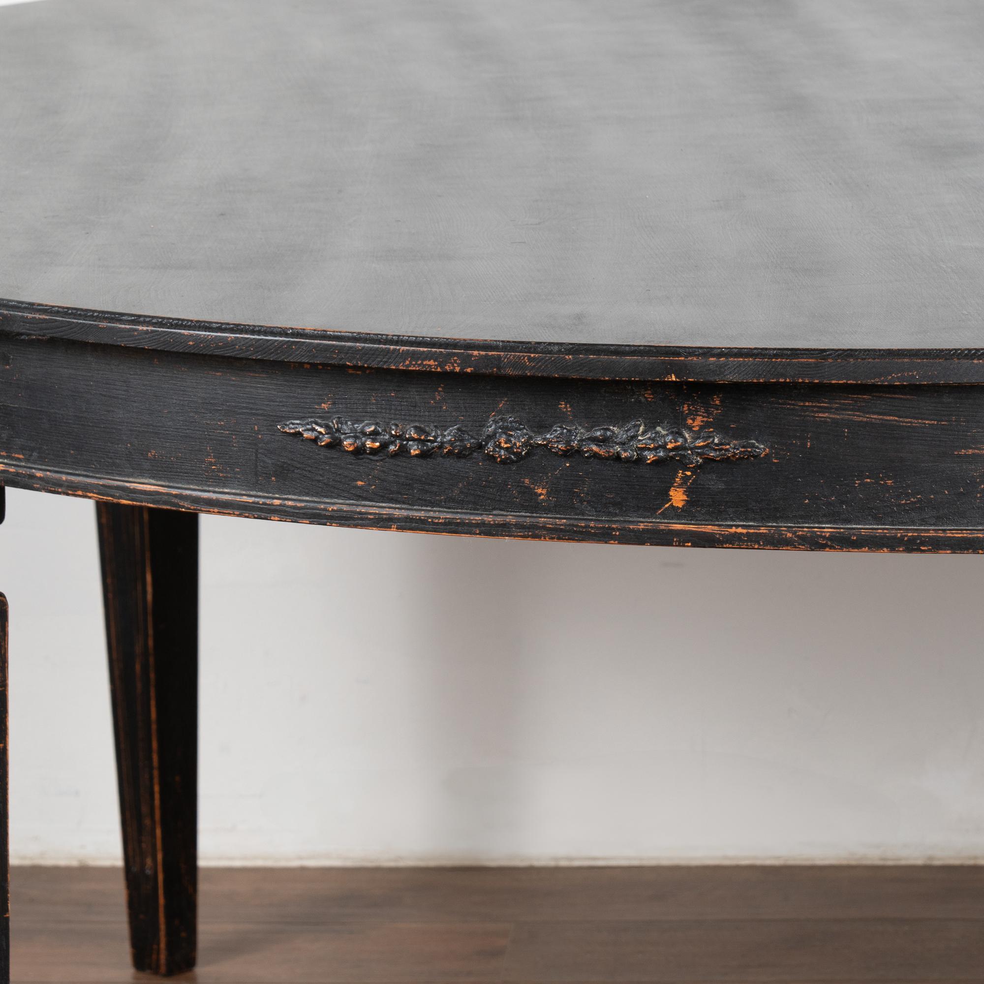 Wood Large Round Swedish Black Dining Table, Reproduction For Sale