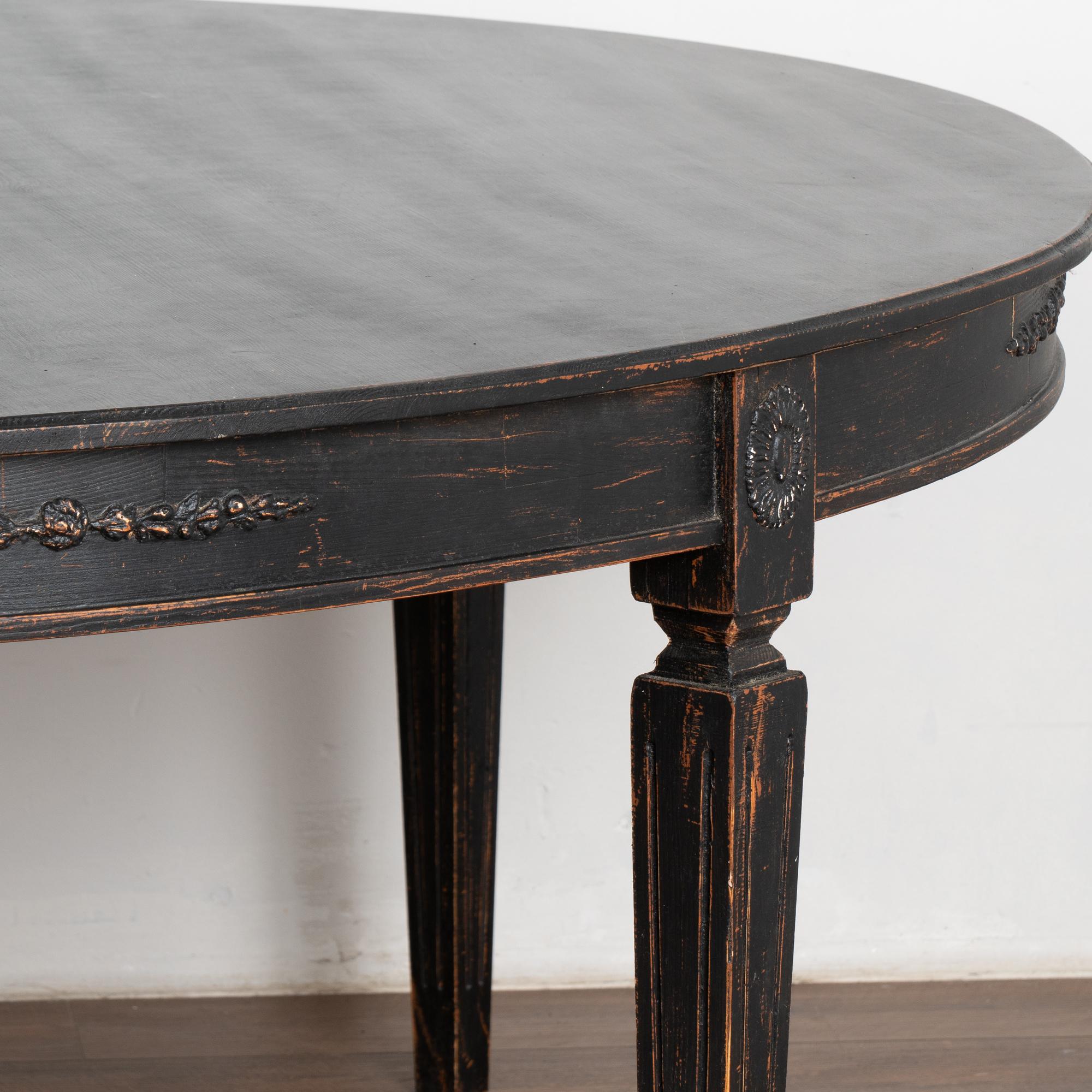 Large Round Swedish Black Dining Table, Reproduction For Sale 1