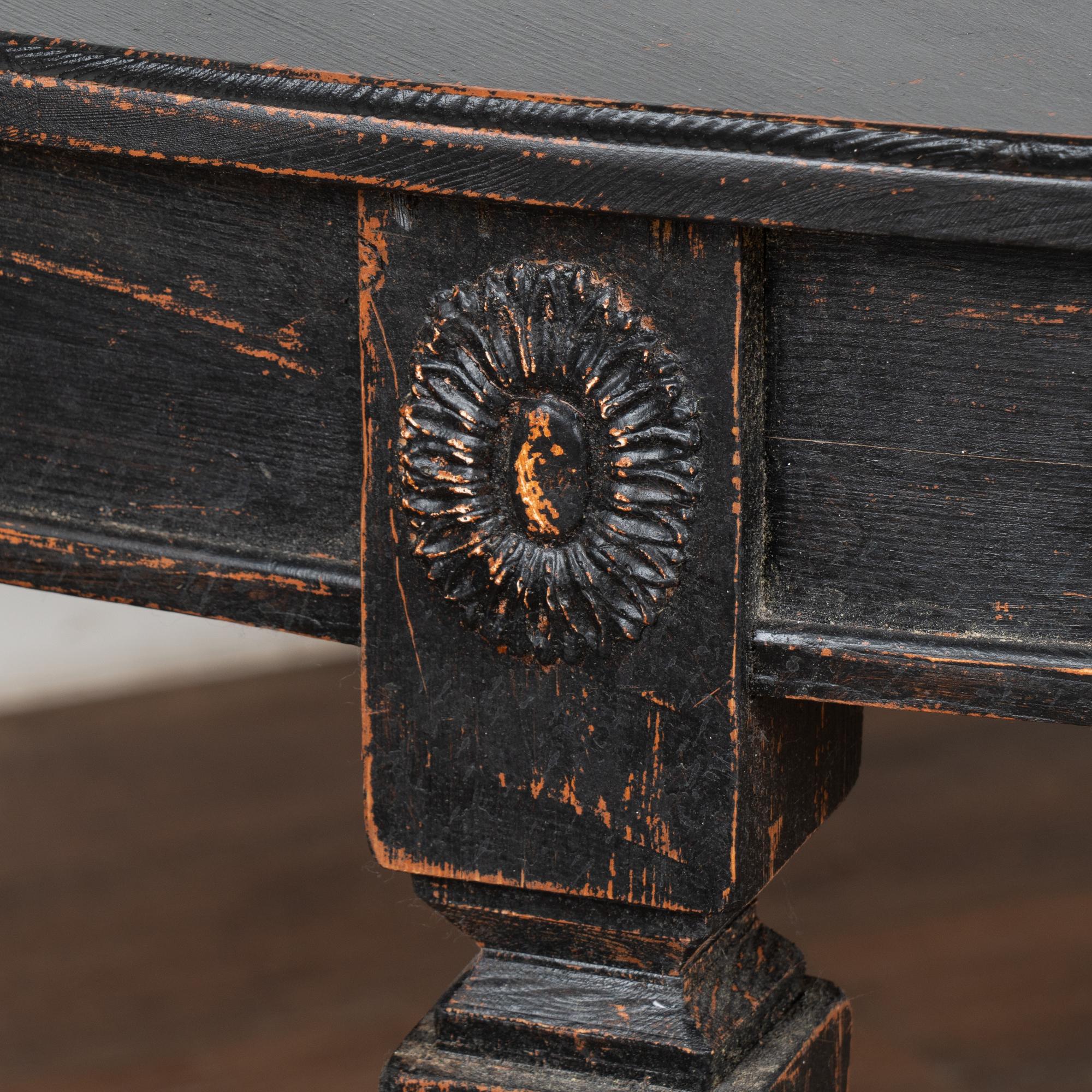 Large Round Swedish Black Dining Table, Reproduction For Sale 2