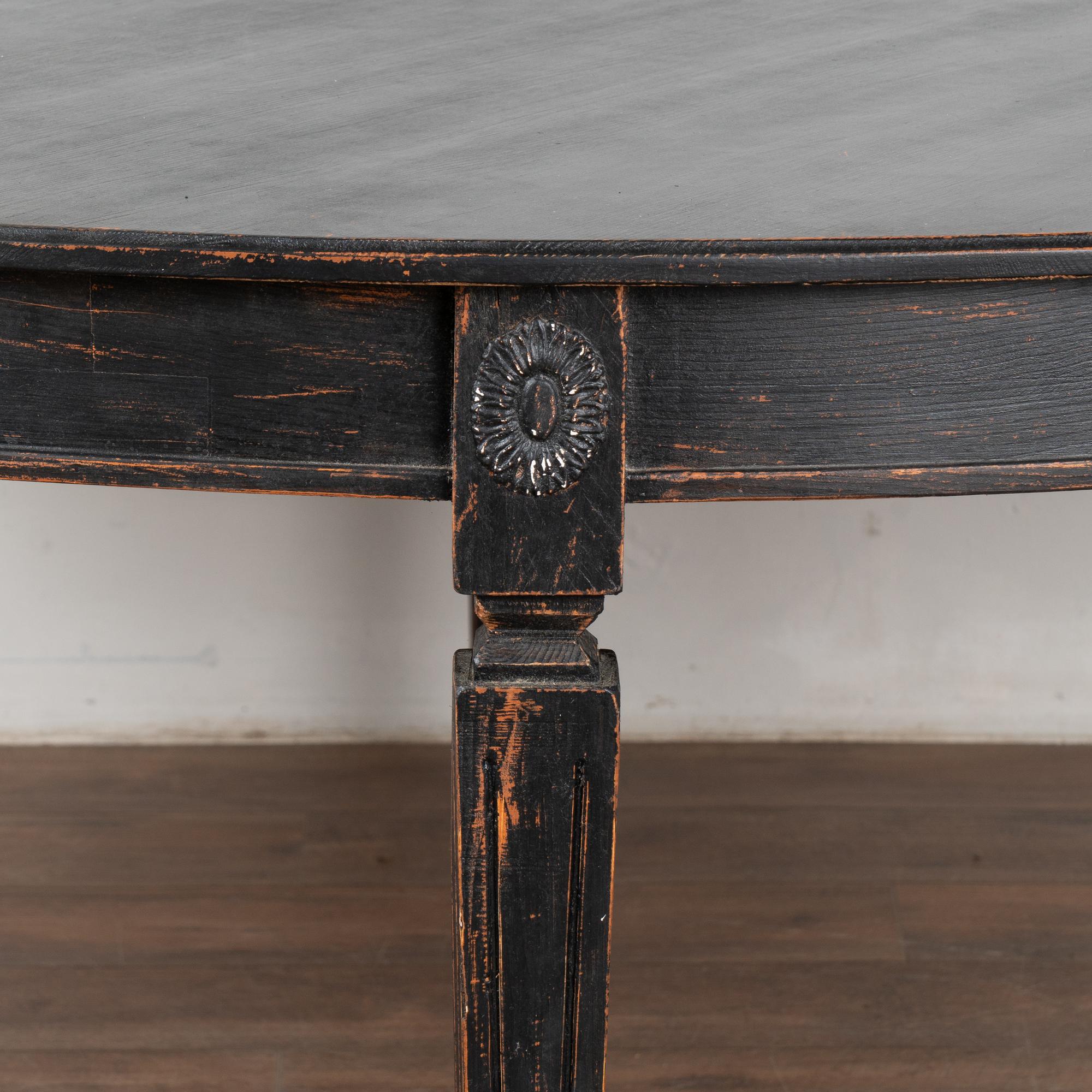 Large Round Swedish Black Dining Table, Reproduction For Sale 3