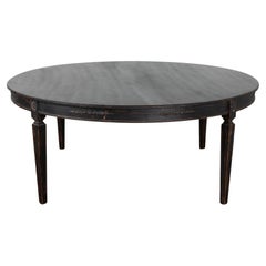 Large Round Swedish Black Dining Table, Reproduction