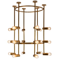 Large Round Swiss Chandelier in Brass