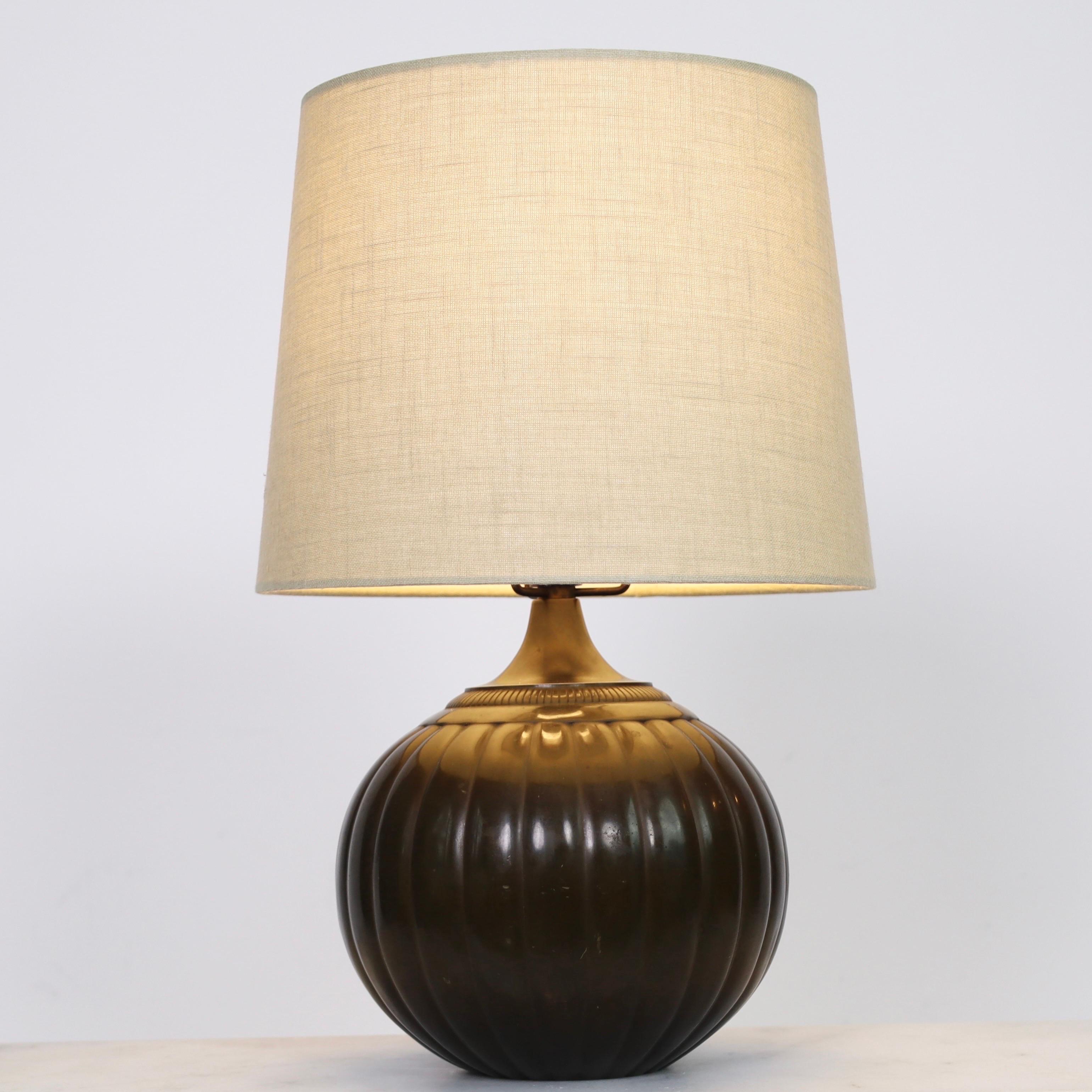 Metal Large Round Table Lamp by Just Andersen, 1930s, Denmark For Sale