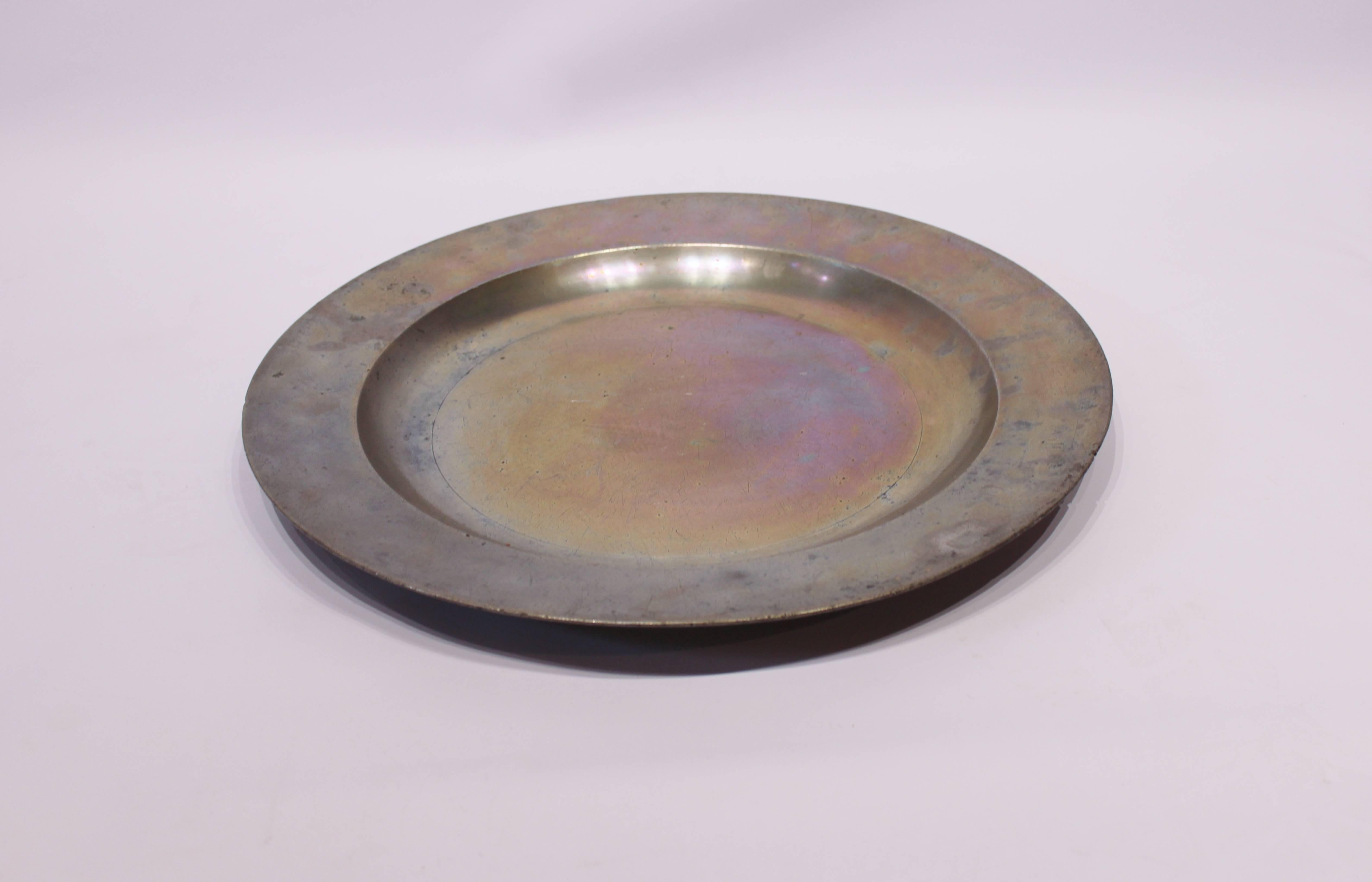 Large round tin dish from the 1820s and in great vintage condition.