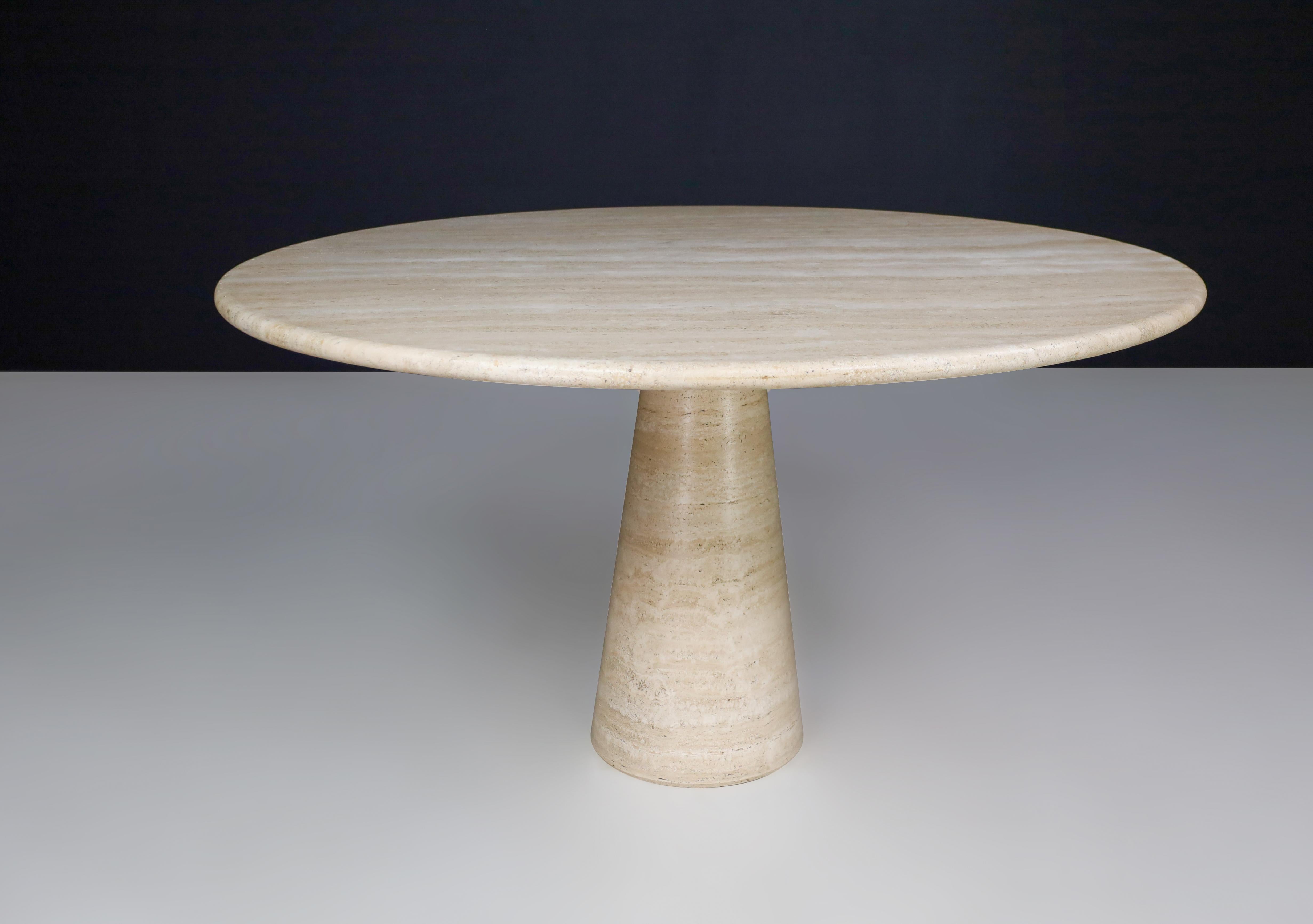 Mid-Century Modern Round Travertine Dining or Centre Table, Italy, 1970s   For Sale 5