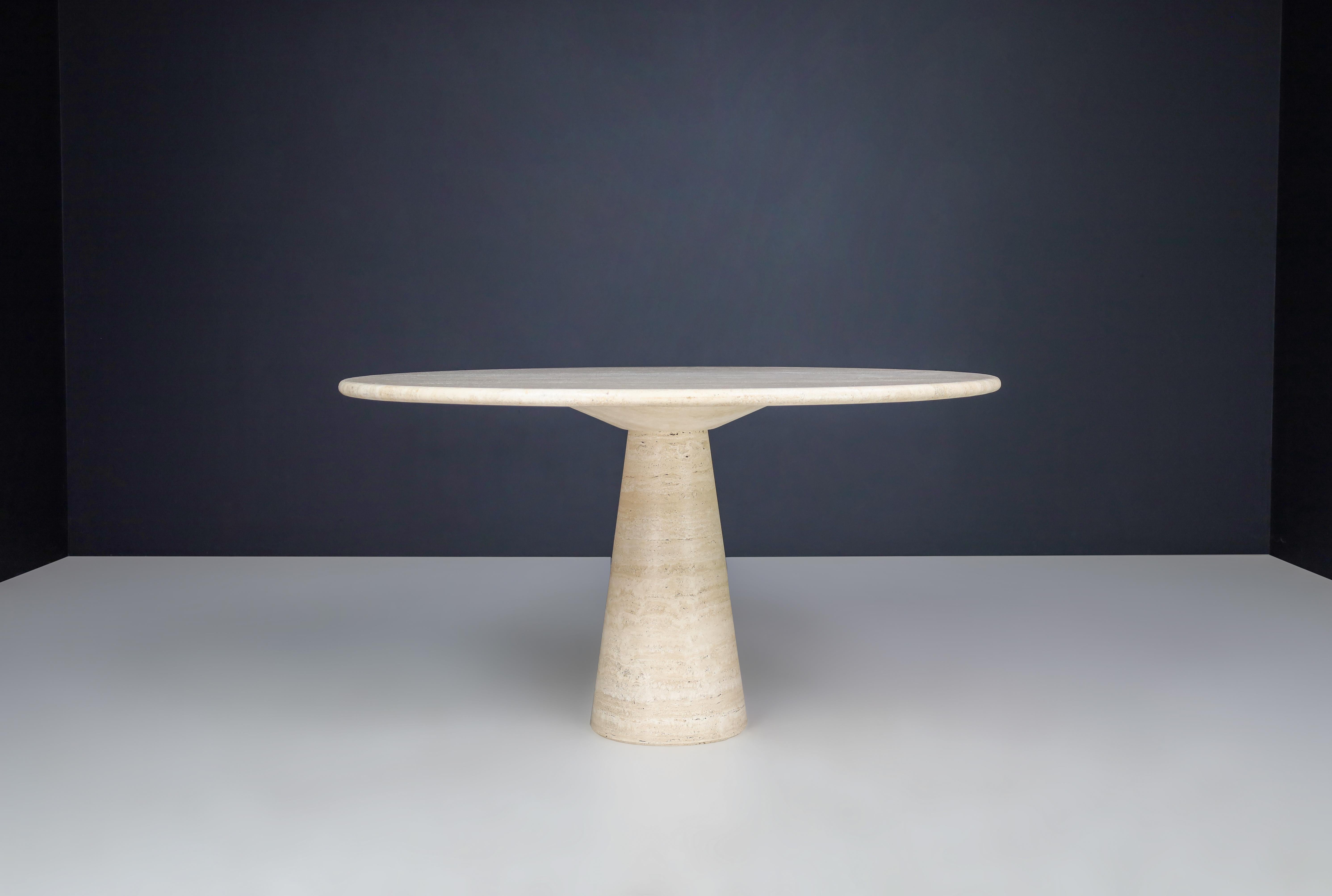 Mid-Century Modern Round Travertine Dining or Centre Table, Italy, 1970s For Sale 7