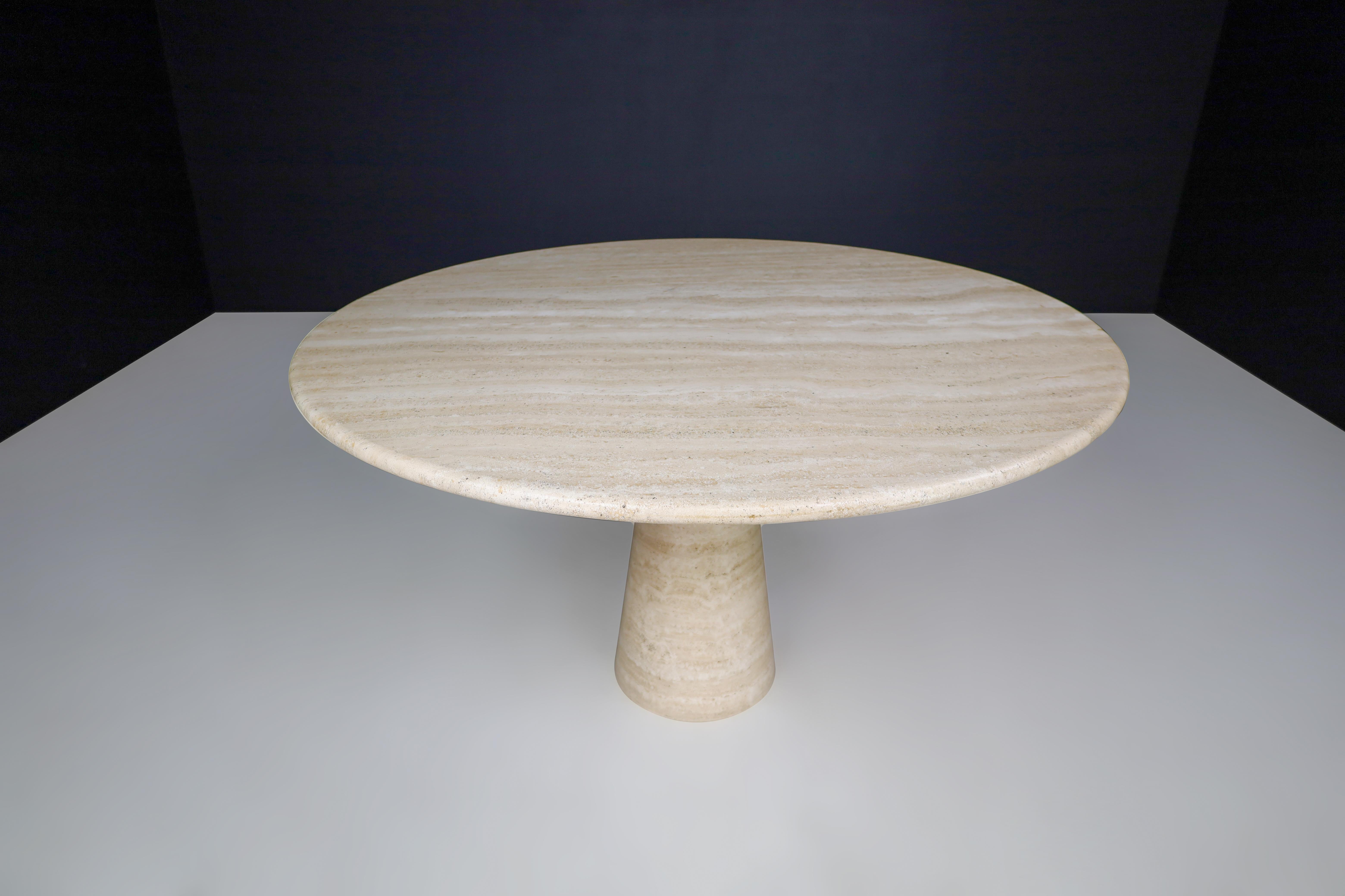 Mid-Century Modern Round Travertine Dining or Centre Table, Italy, 1970s   For Sale 11